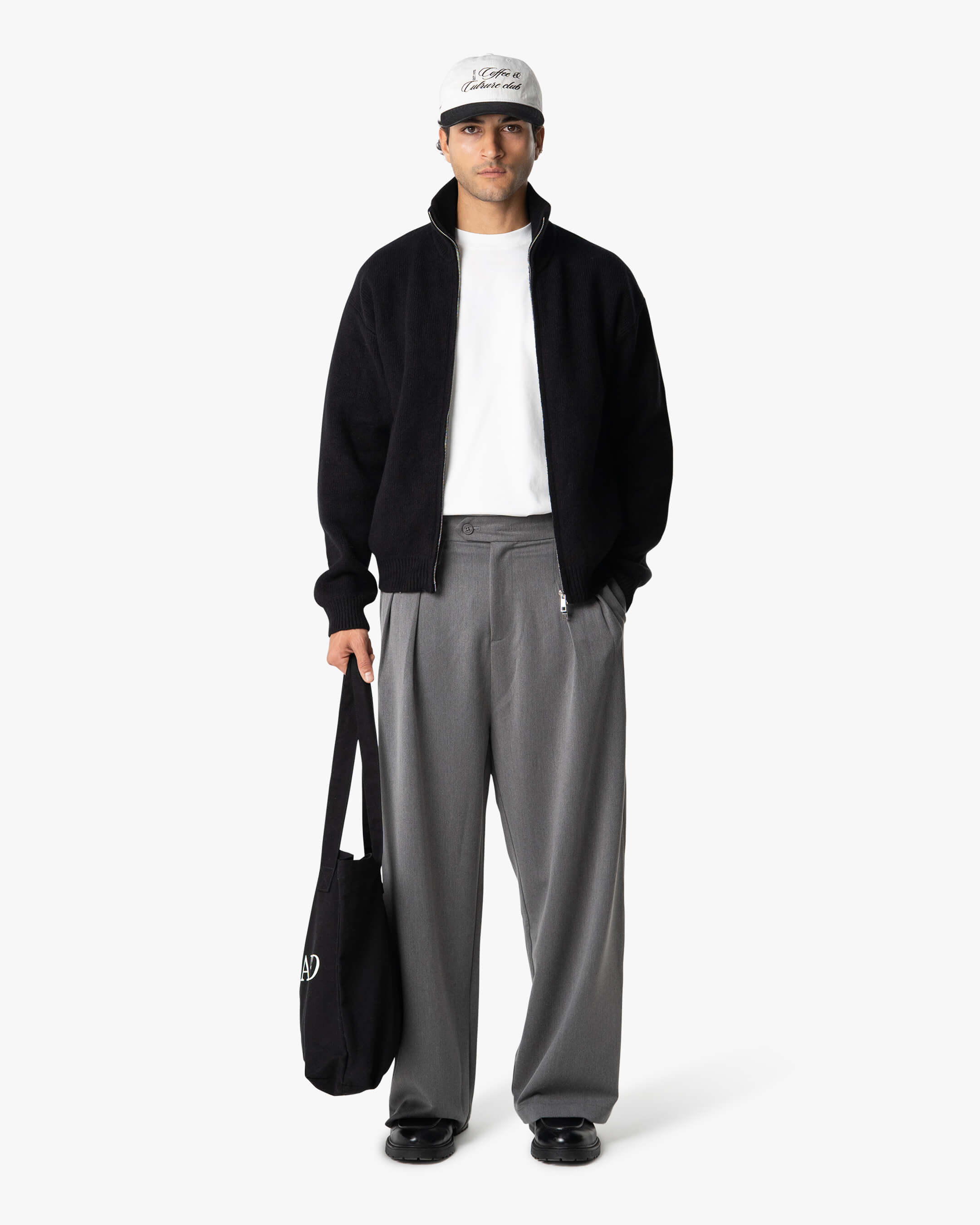 Ventura Cotton Zip-Up Cardigan | Black