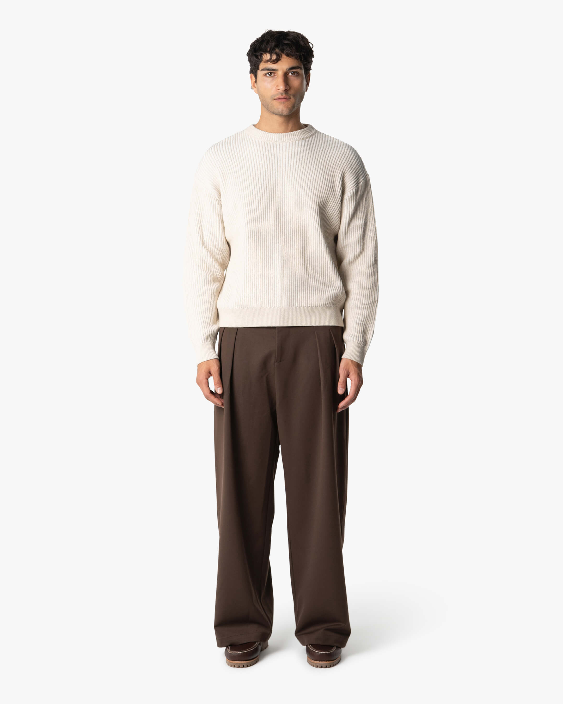Lima Boxy Knitted Cotton Sweater | Sand