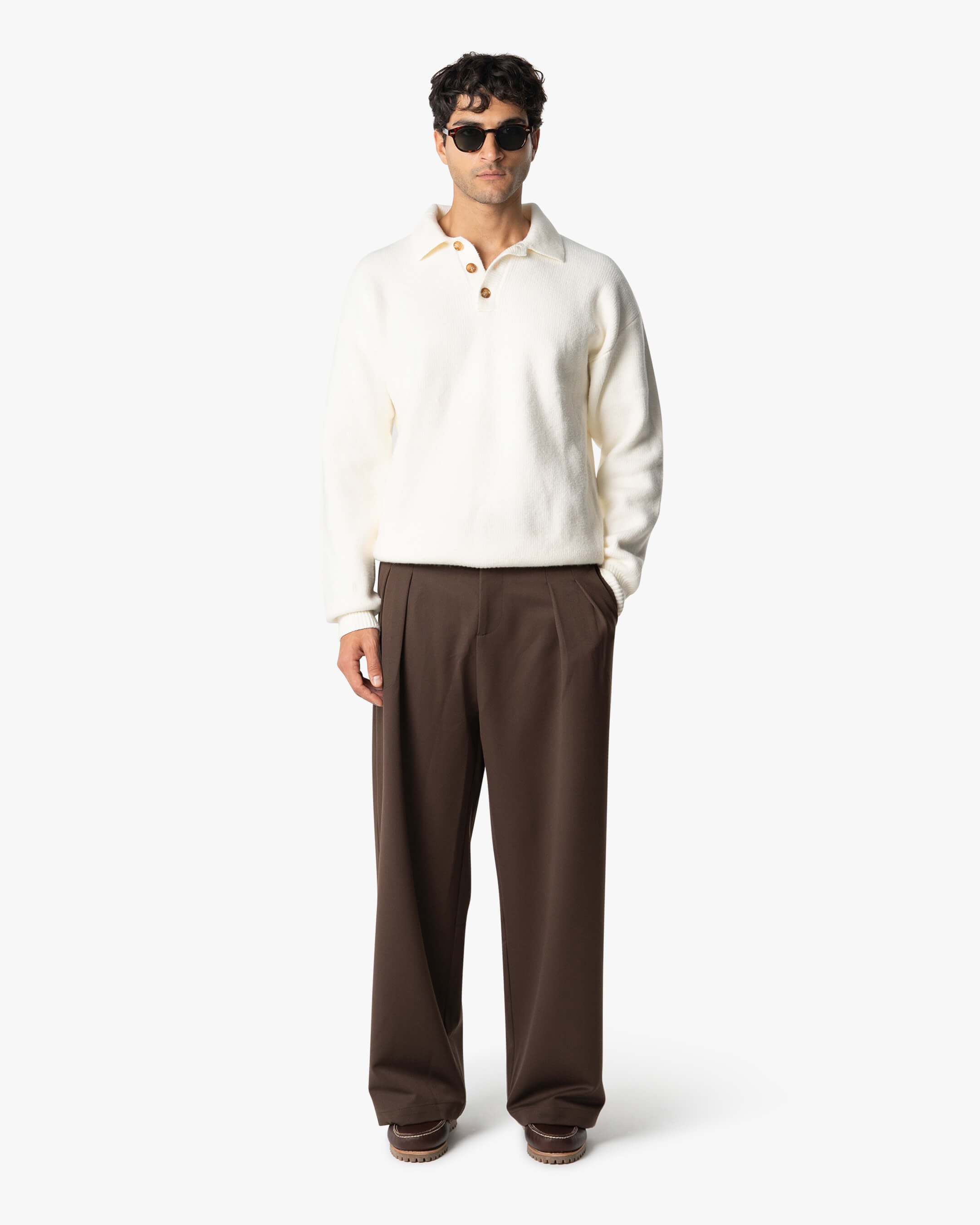 Alessandro Knitted Polo Sweater | Ecru