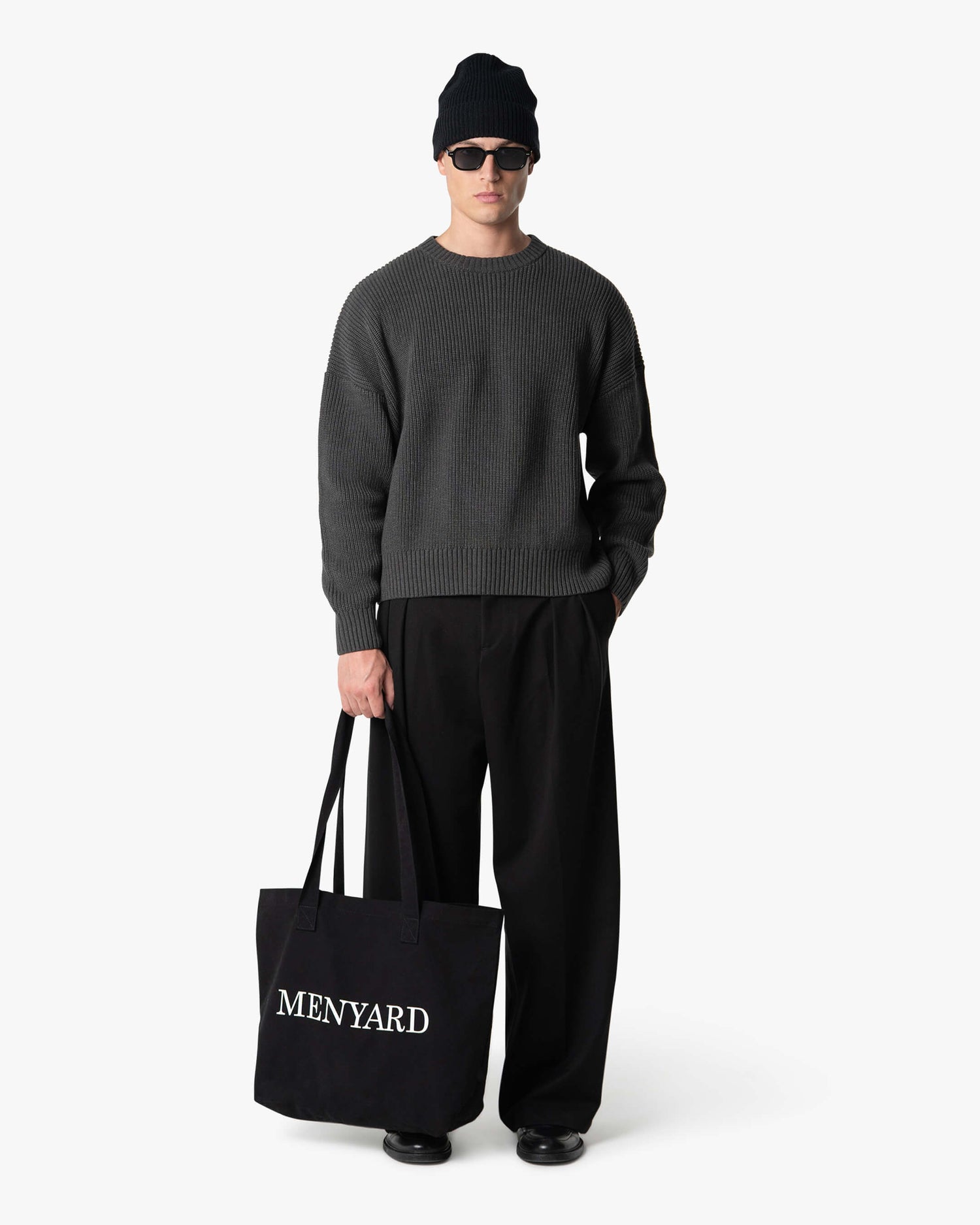 Emilian Oversized Cotton Boxy Sweater | Dark Grey