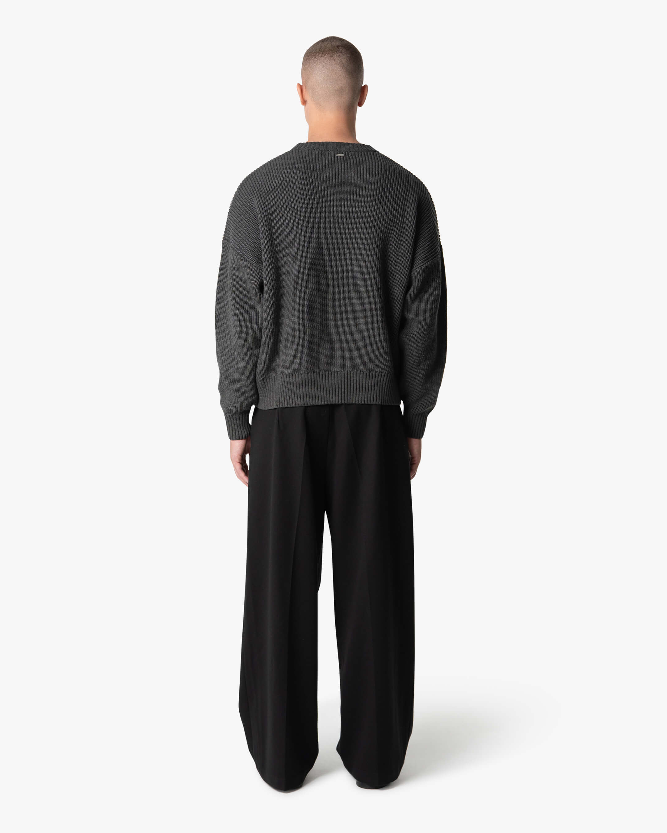Emilian Oversized Cotton Boxy Sweater | Dark Grey