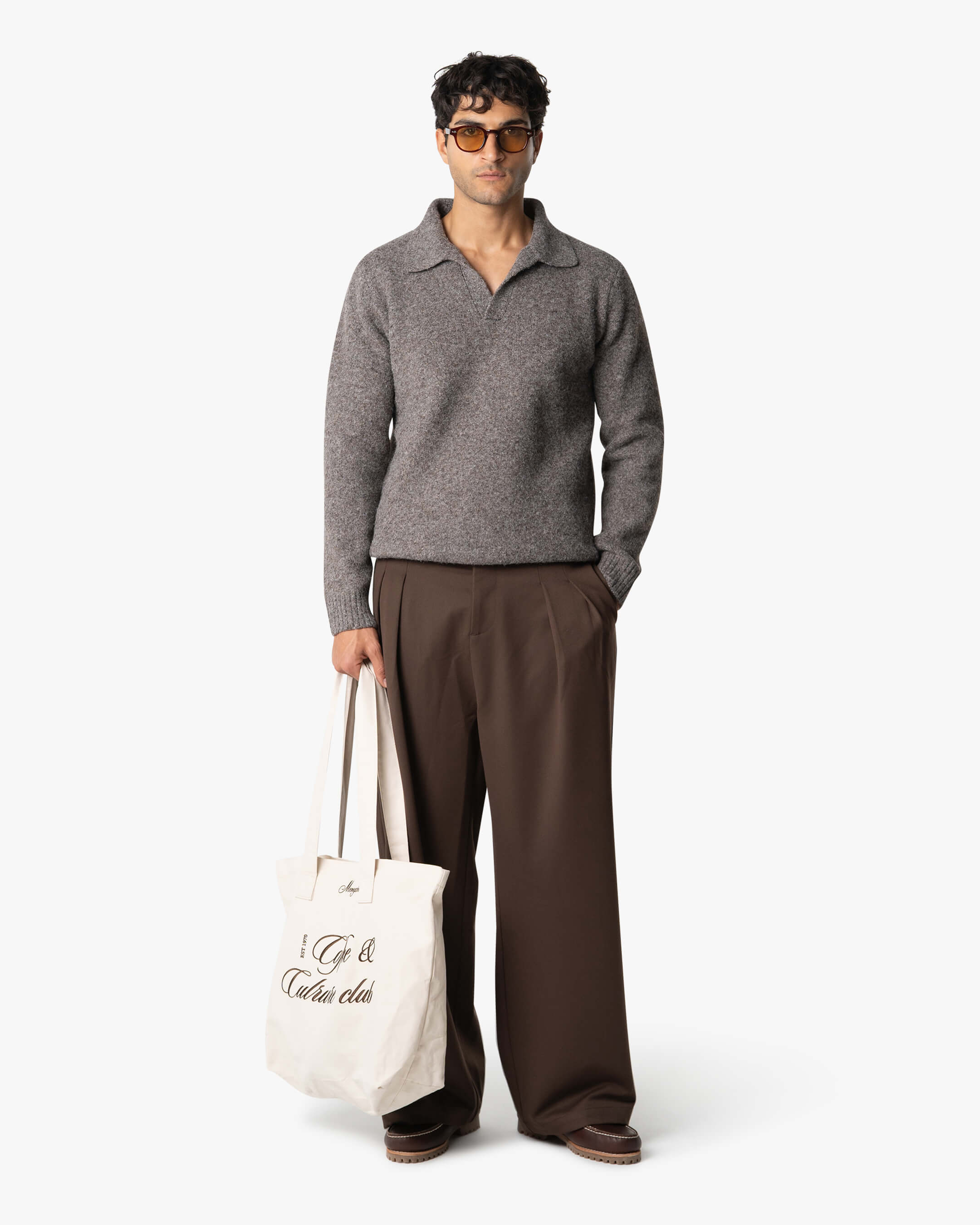 Regatta Regular Brushed Polo Sweater | Brown Melee