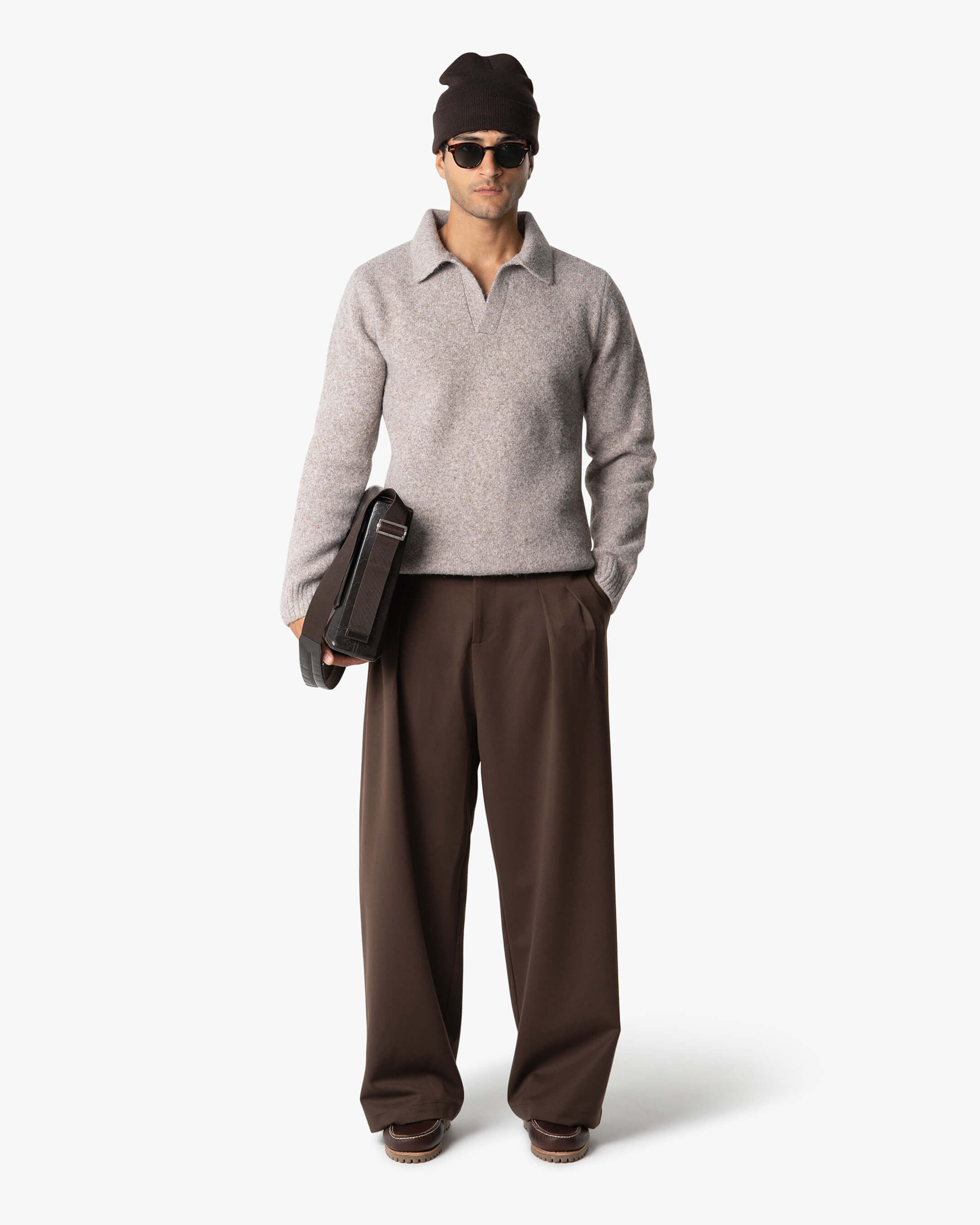 Regatta Regular Brushed Polo Sweater | Light Brown Melee