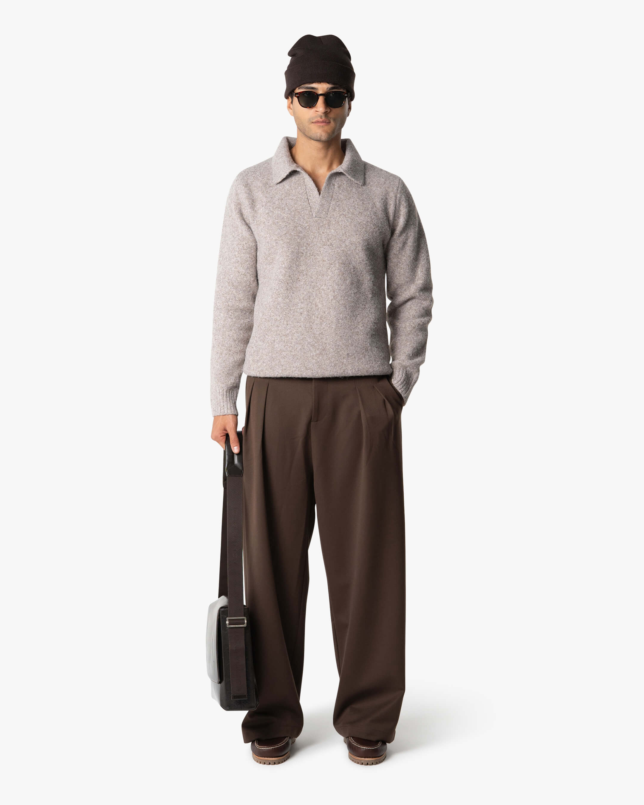 Regatta Regular Brushed Polo Sweater | Light Brown Melee