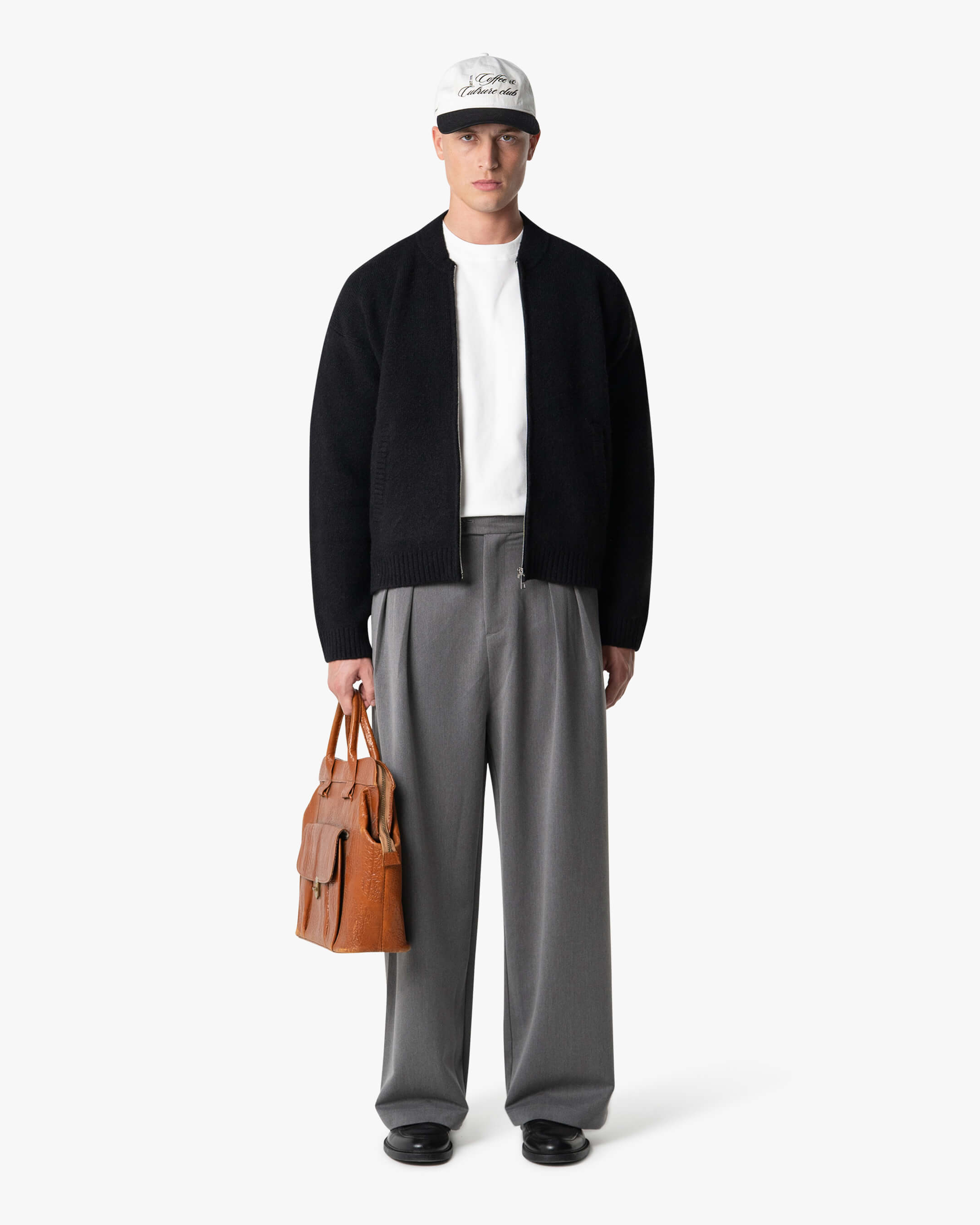 Signore Brushed Zip-Up Cardigan | Black