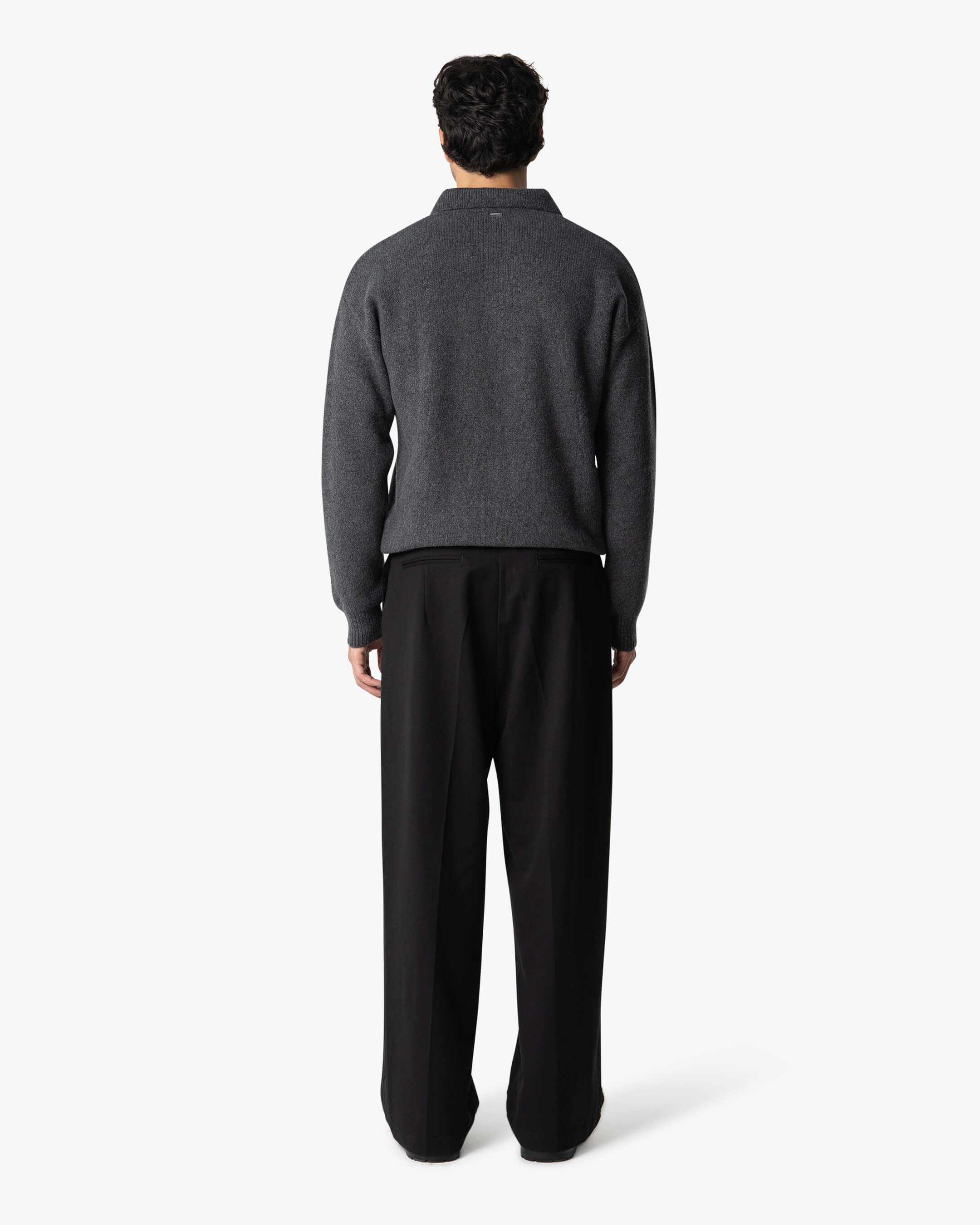 Alessandro Knitted Polo Sweater | Dark Grey