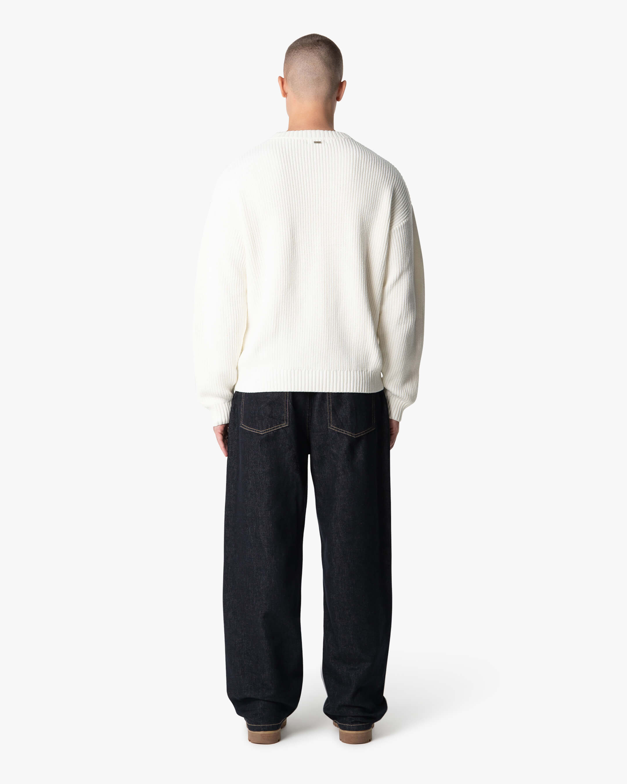 Naval Knitted Cotton Sweater | Ecru