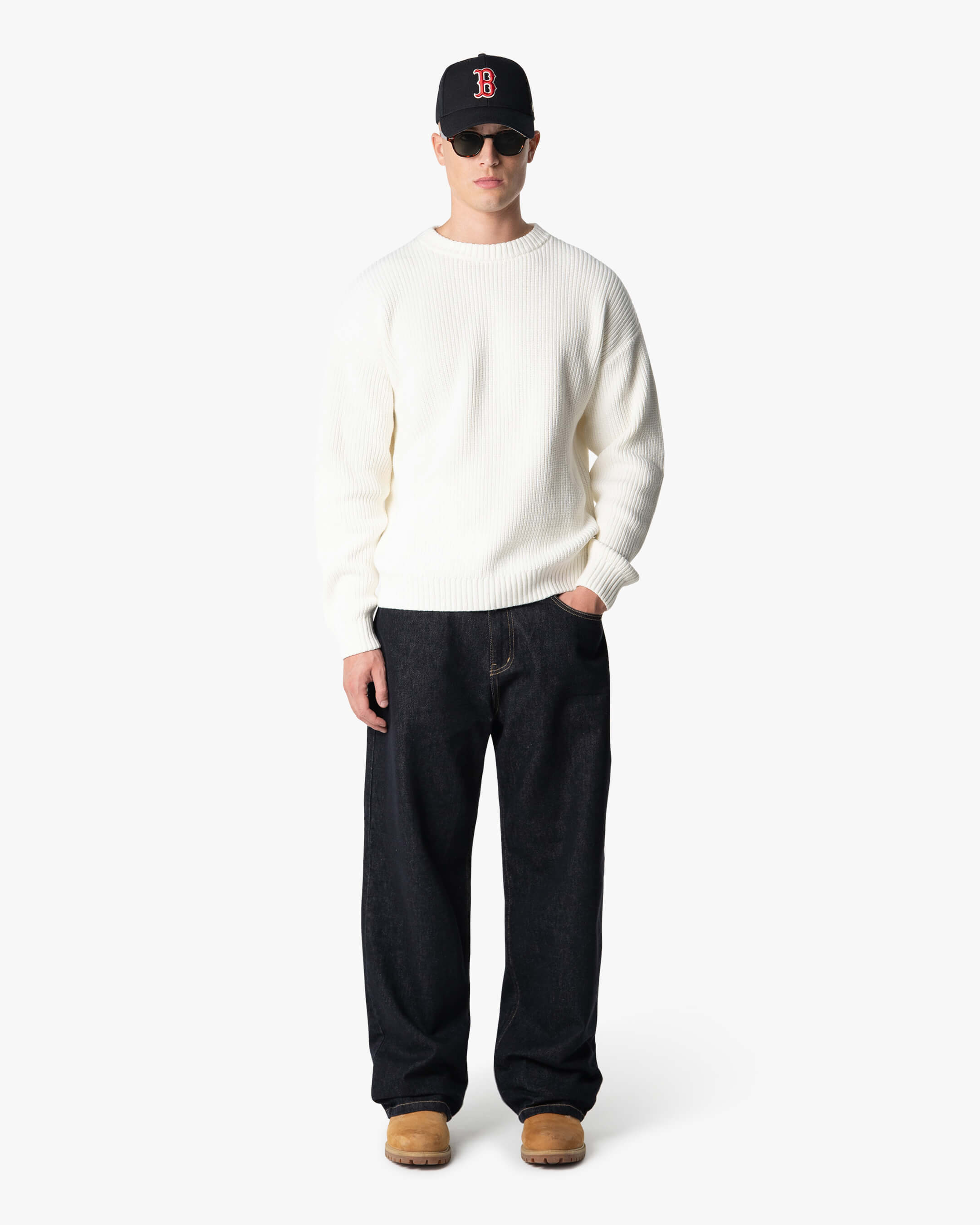 Naval Knitted Cotton Sweater | Ecru