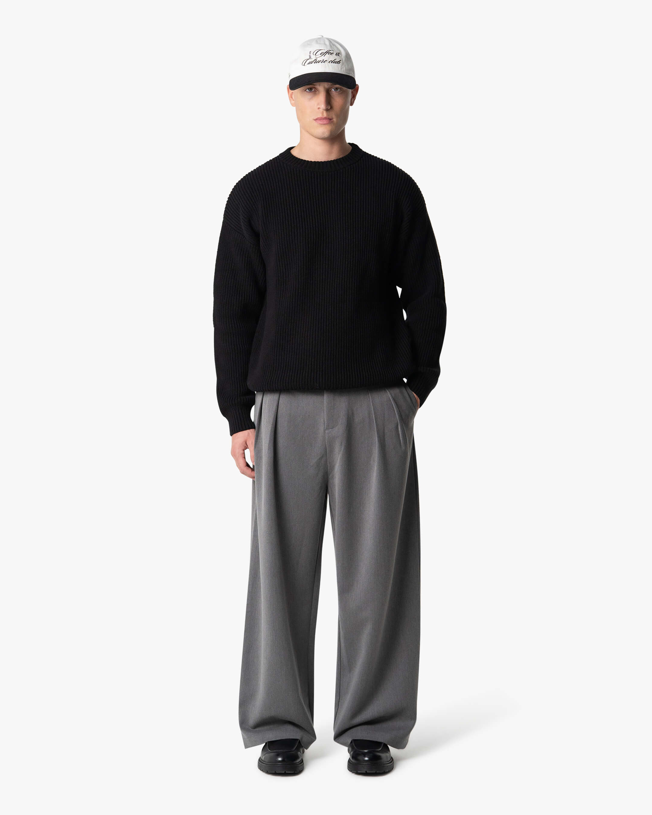 Naval Knitted Cotton Sweater | Black