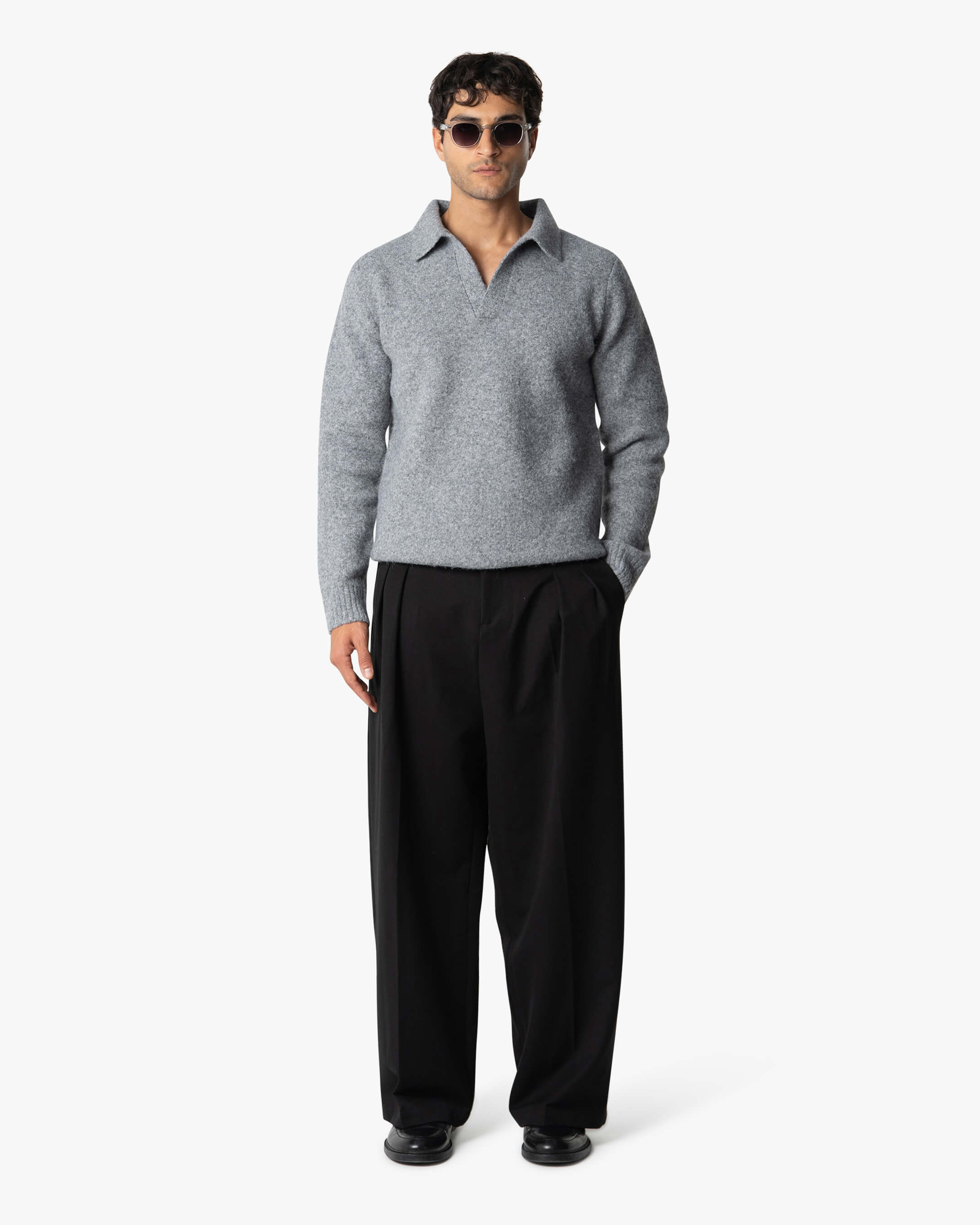 Regatta Regular Brushed Polo Sweater | Grey Melee