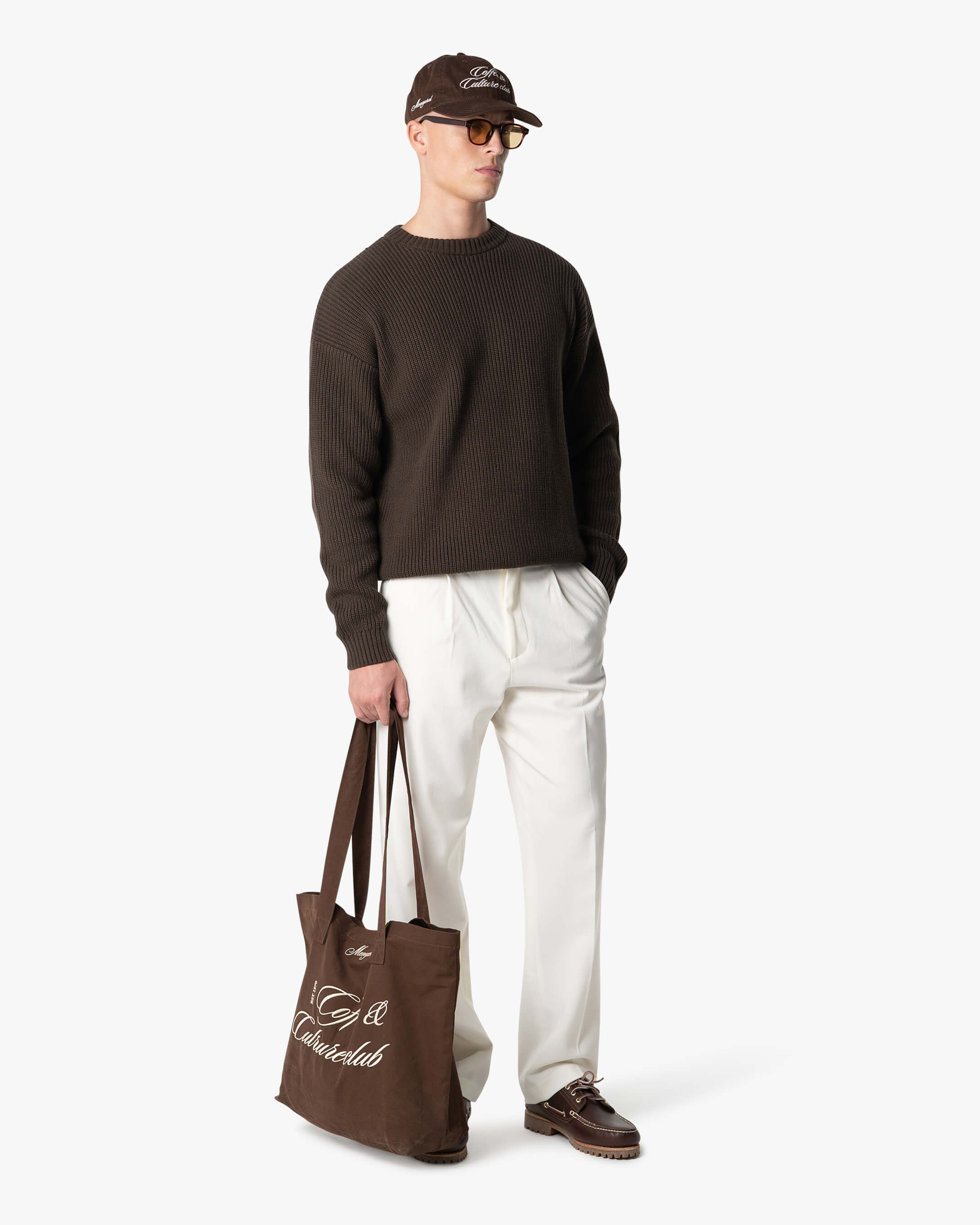 Naval Knitted Cotton Sweater | Brown