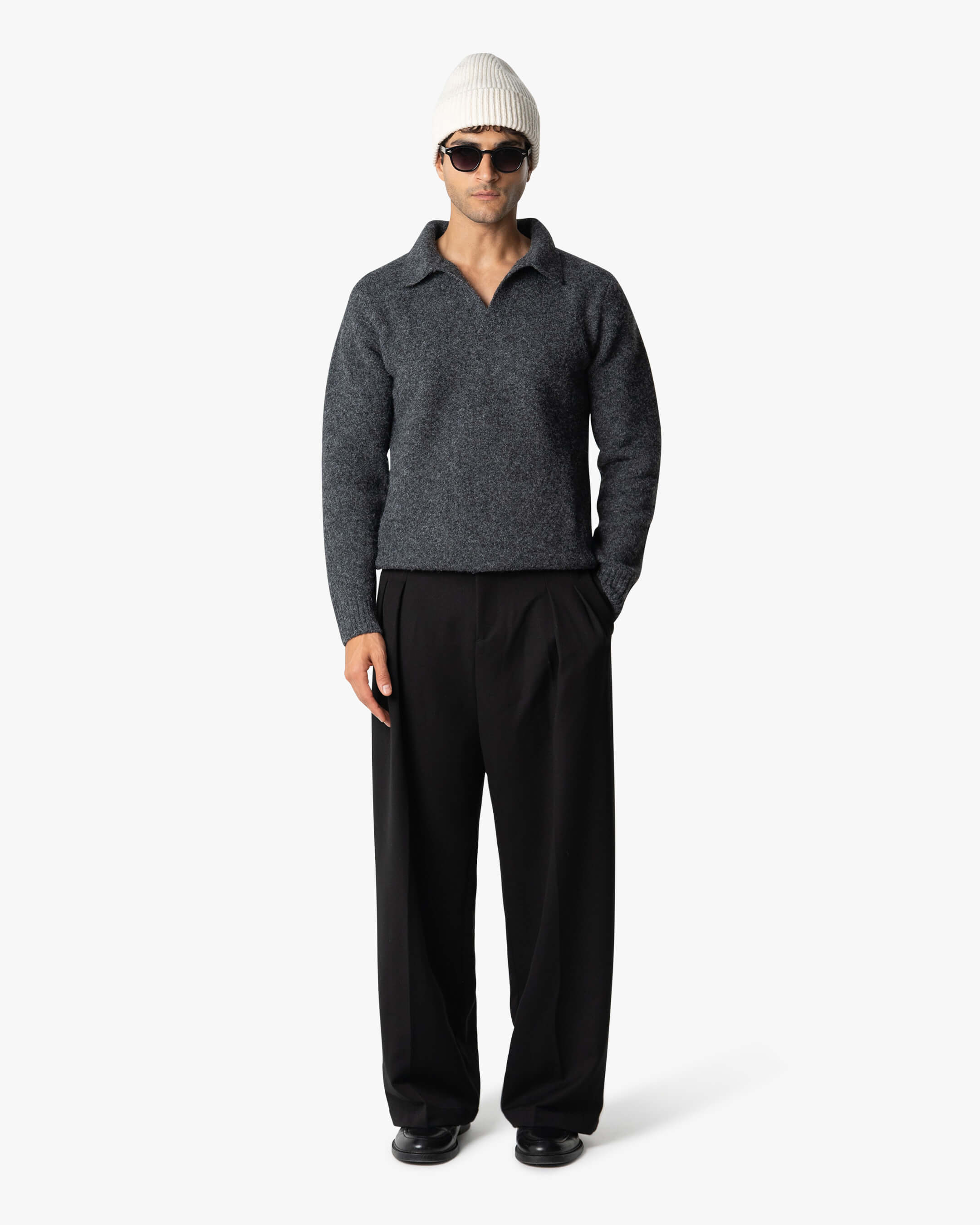 Regatta Regular Brushed Polo Sweater | Black Melee