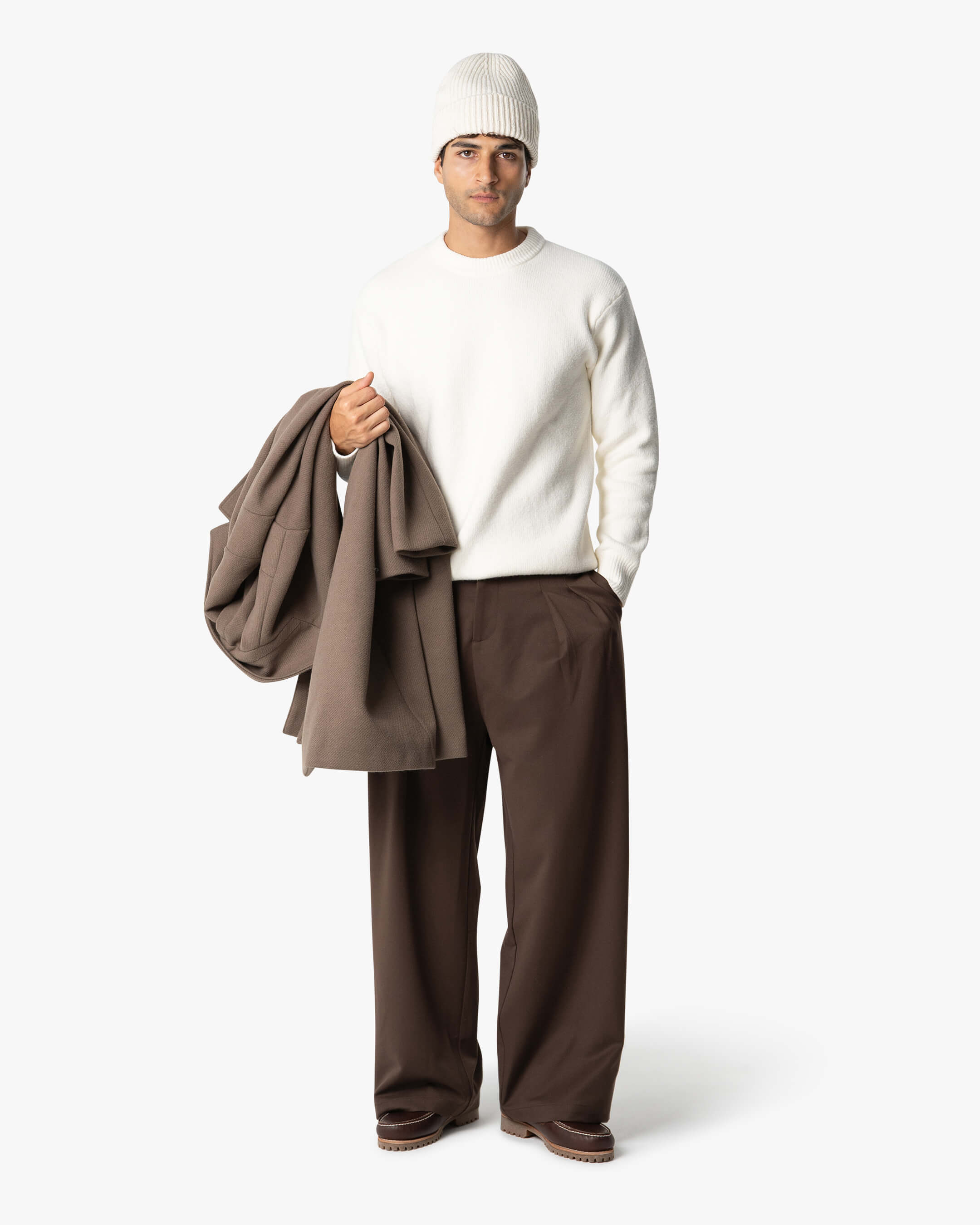 Nuvola Knitted Cotton Crewneck | Ecru