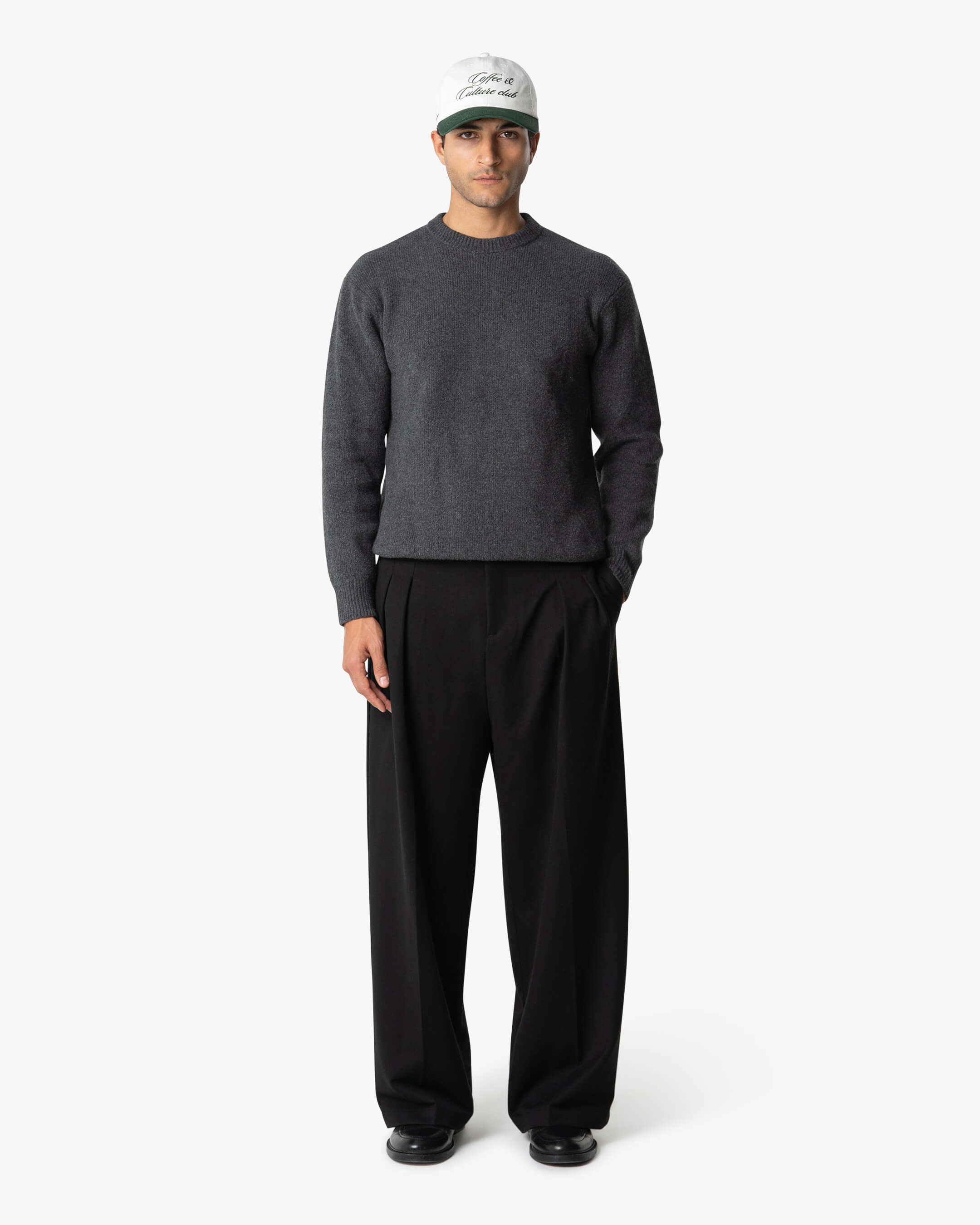 Nuvola Knitted Cotton Crewneck | Dark Grey