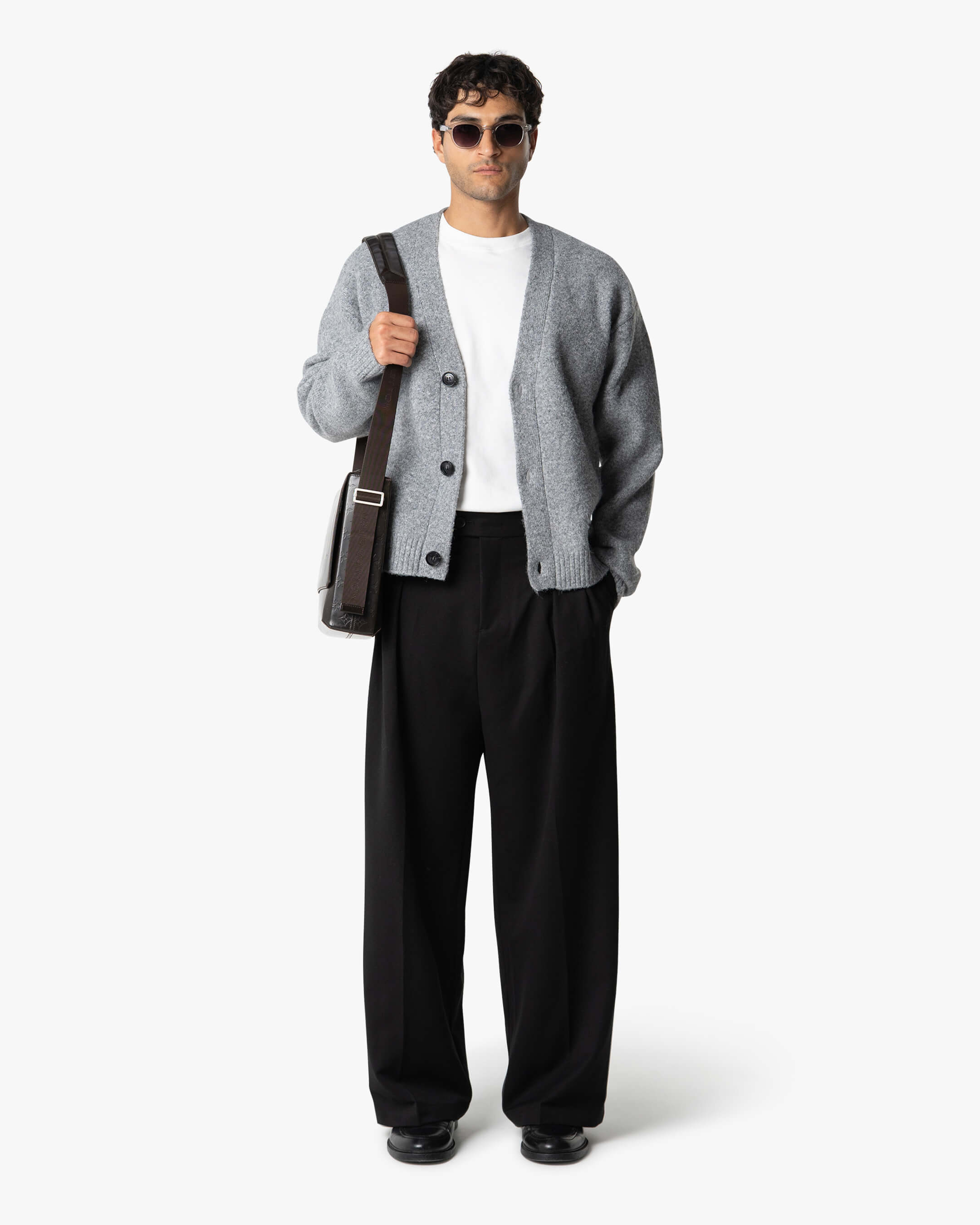 Marea V-Neck Brushed Cardigan | Grey Melee