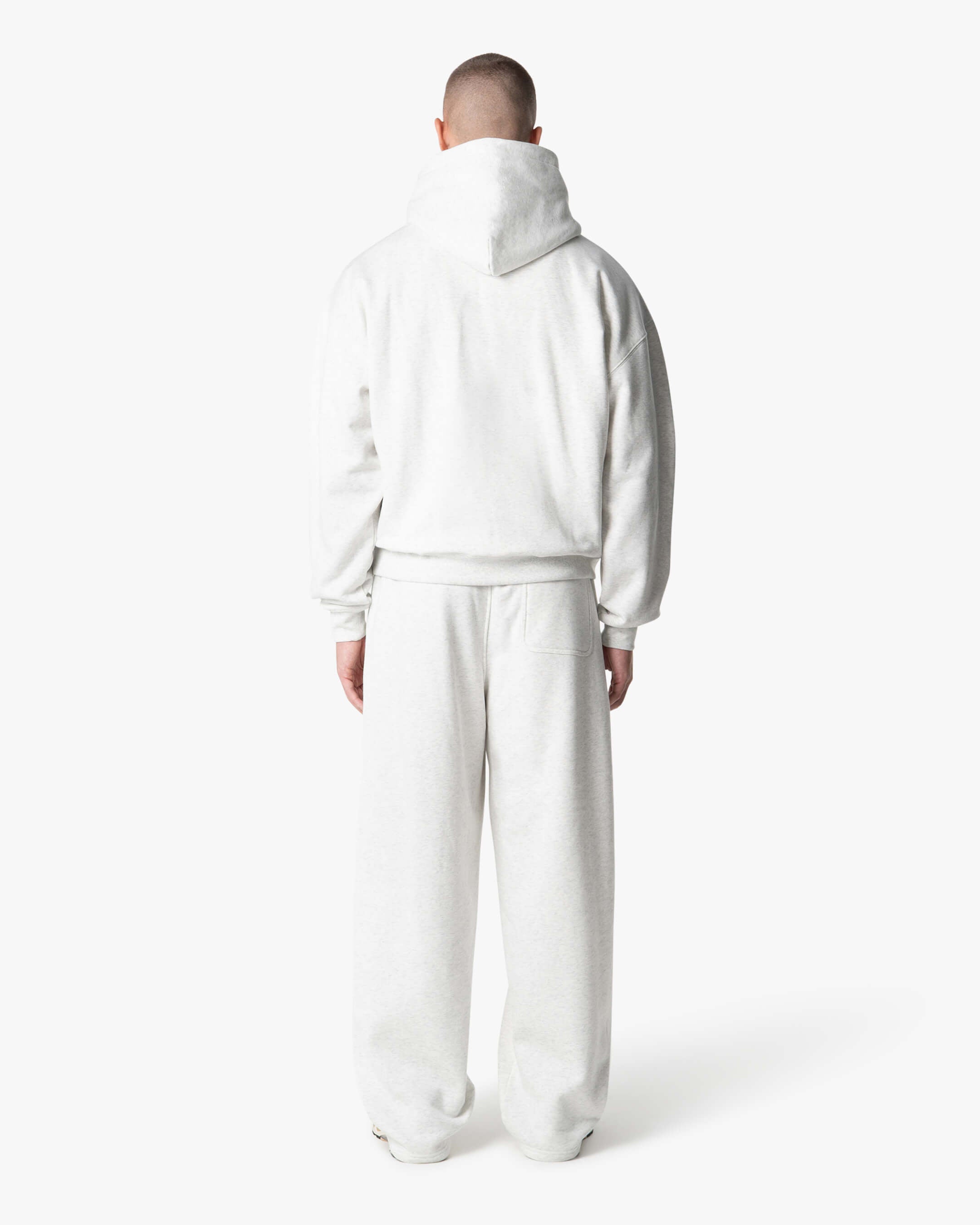 Oversized Blank Zip Hoodie | Light Grey Melee