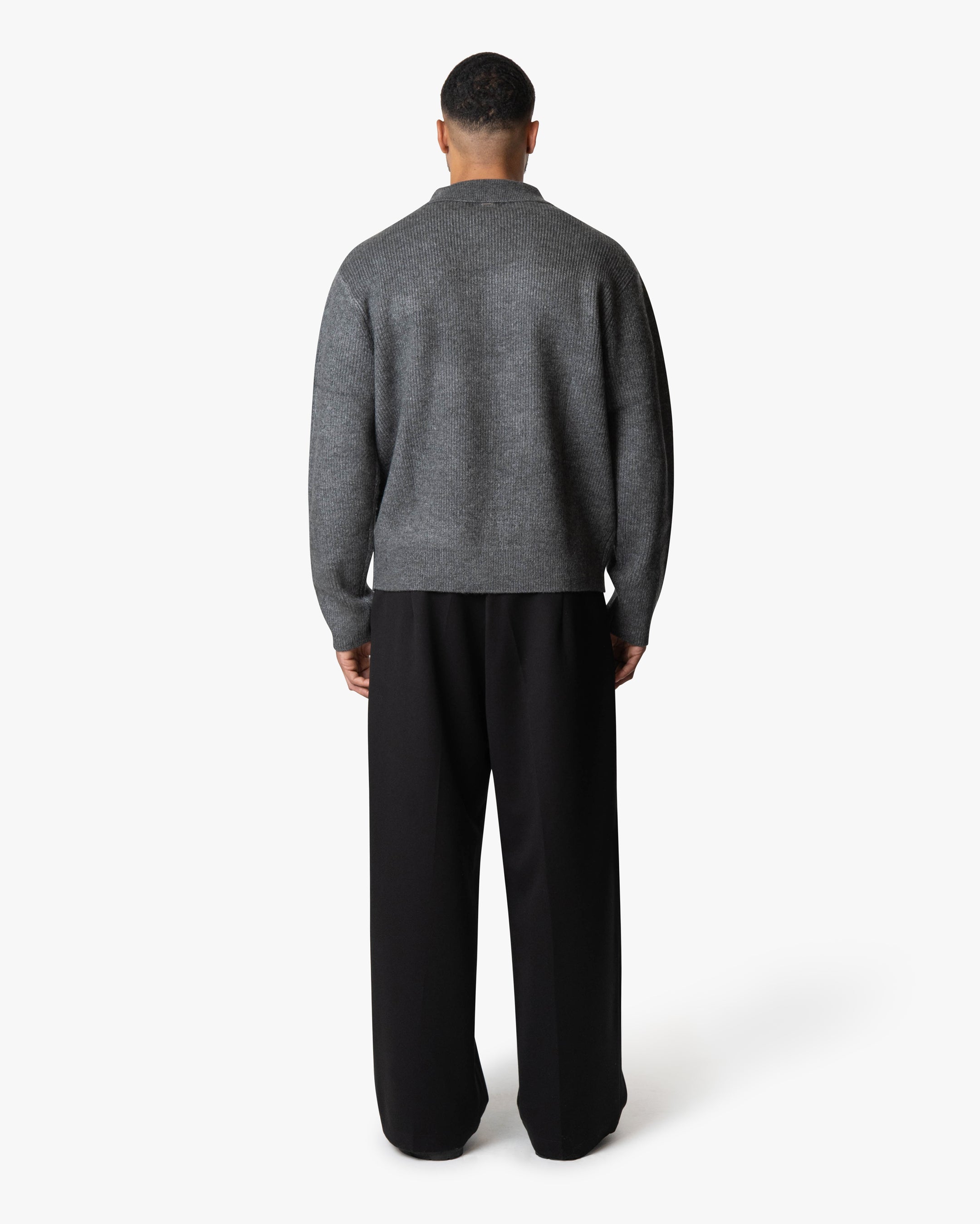 Levante Knitted Half-Zip Polo Sweater | Dark Grey