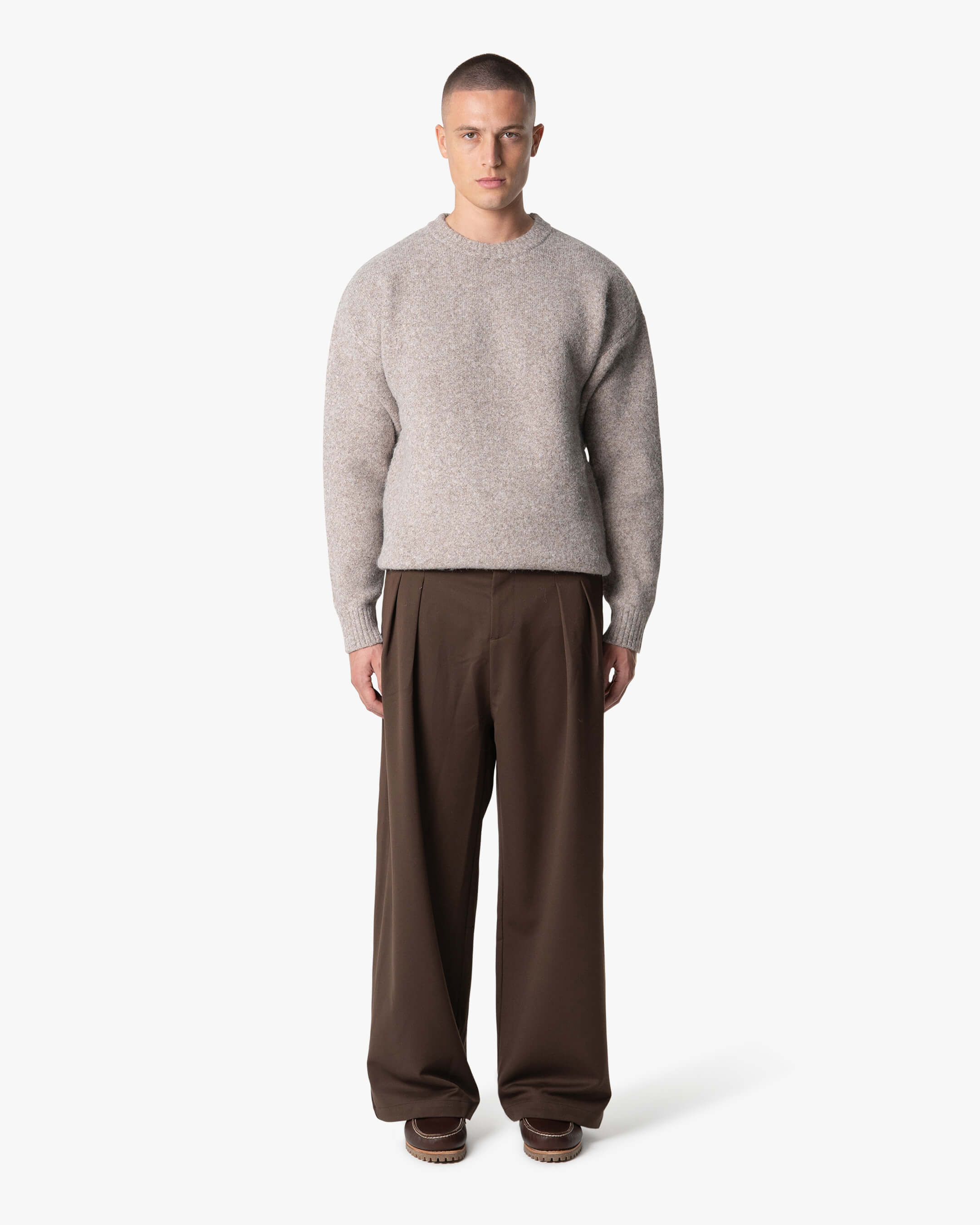 Brixton Wool-Blend Brushed Sweater | Light Brown Melee