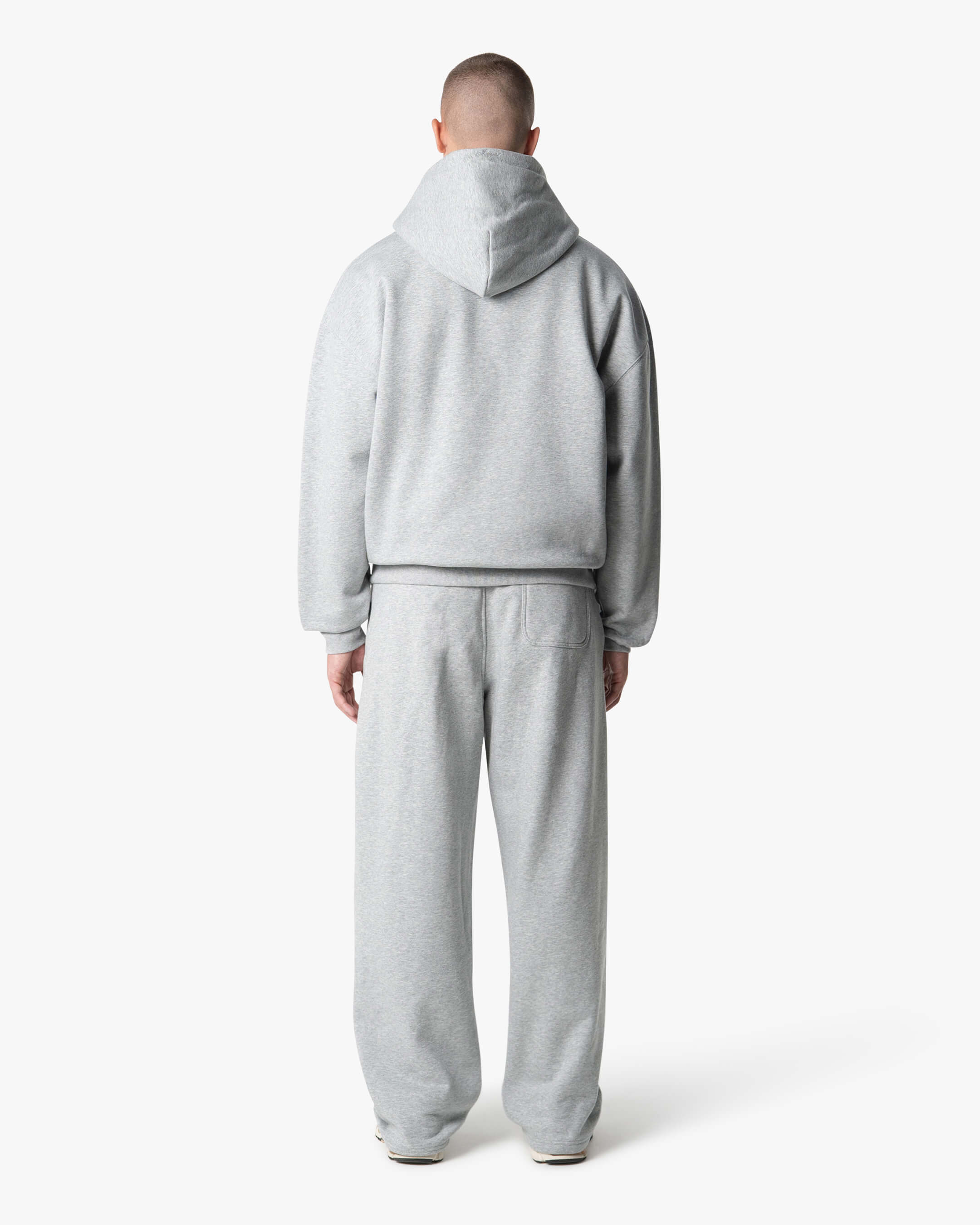 Oversized Blank Zip Hoodie | Grey Melee