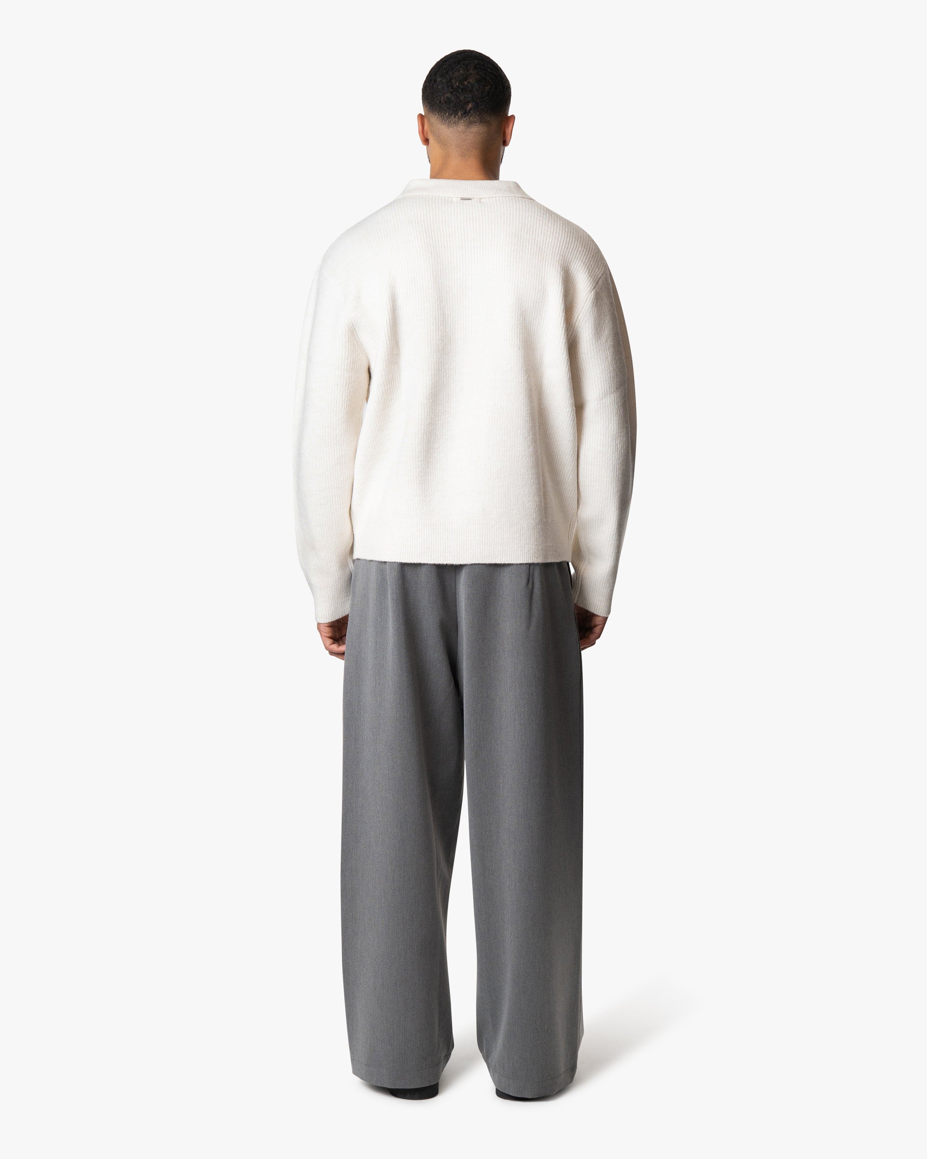 Levante Knitted Half-Zip Polo Sweater | Ecru