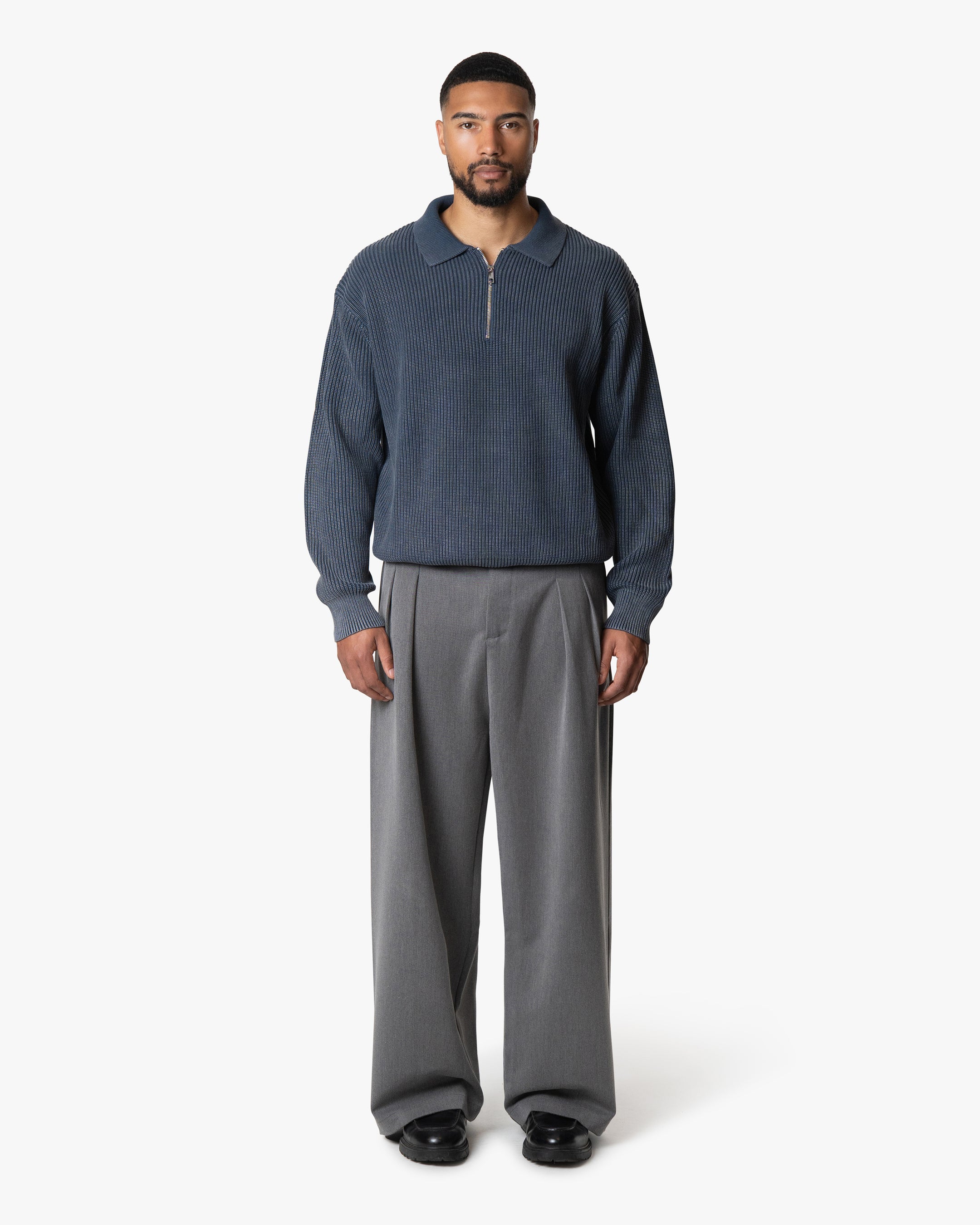 Orazio Cotton Half-Zip Polo Sweater | Acid Blue