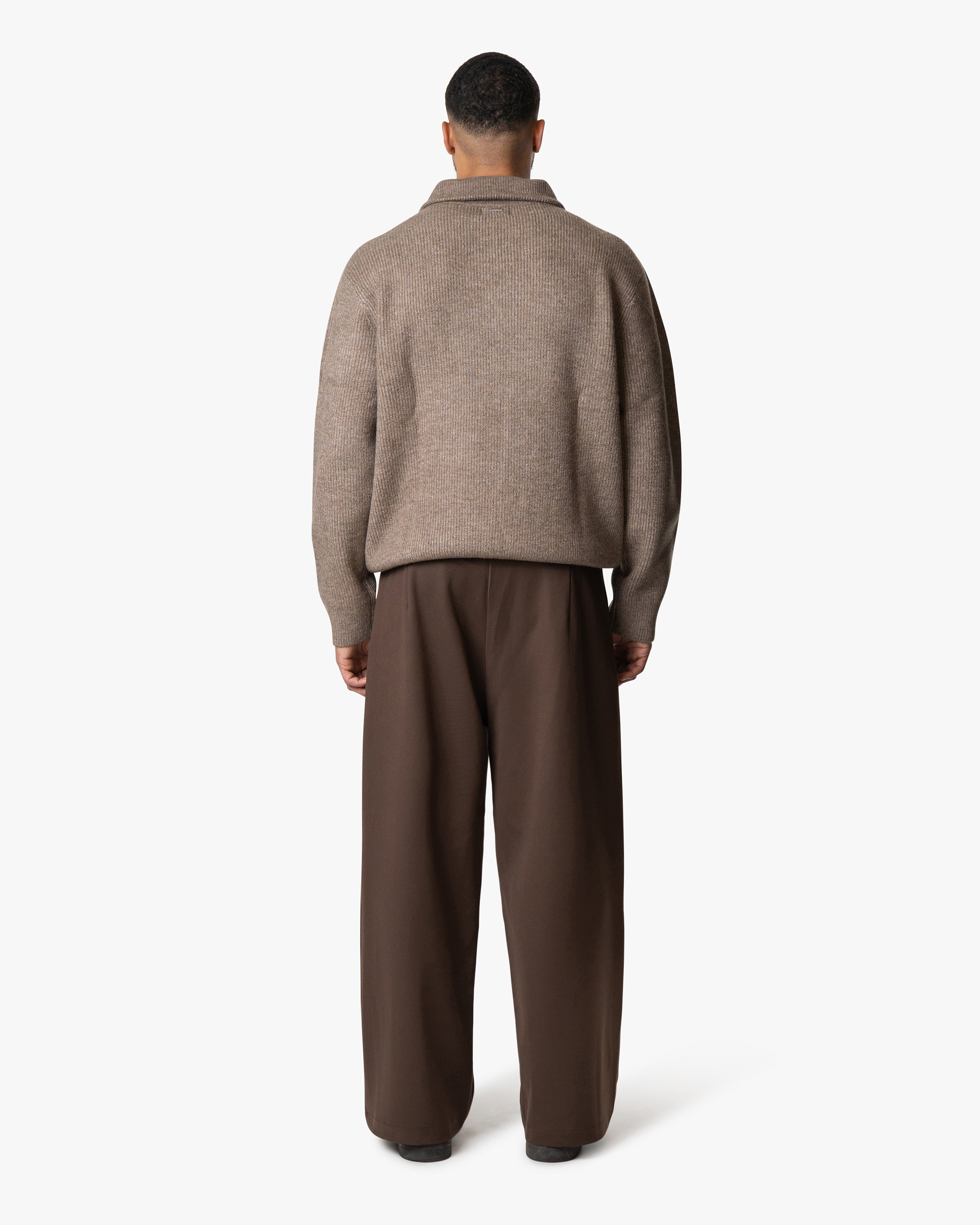 Sontuso Knitted Half-Zip Sweater | Light Brown