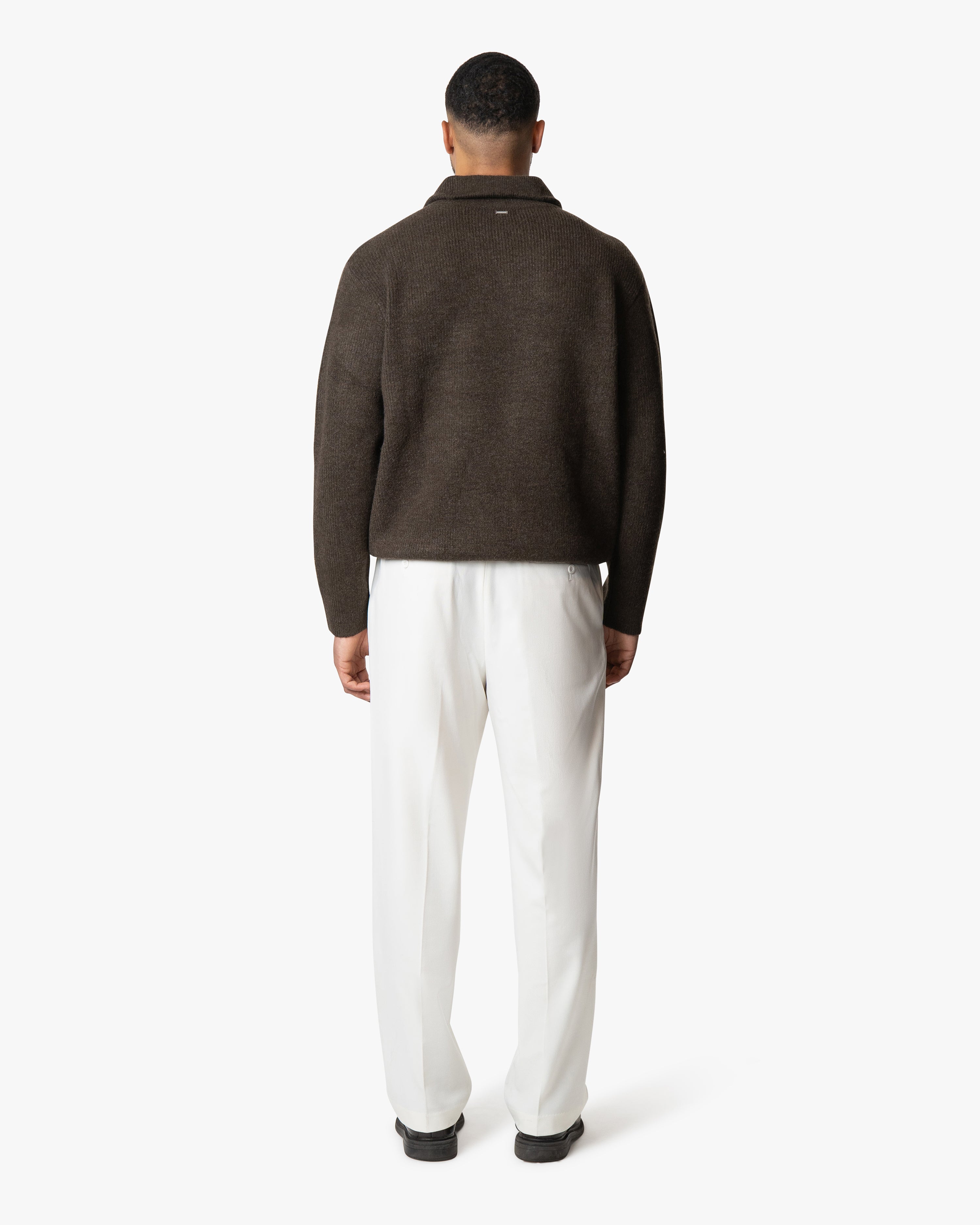 Sontuso Knitted Half-Zip Sweater | Dark Brown