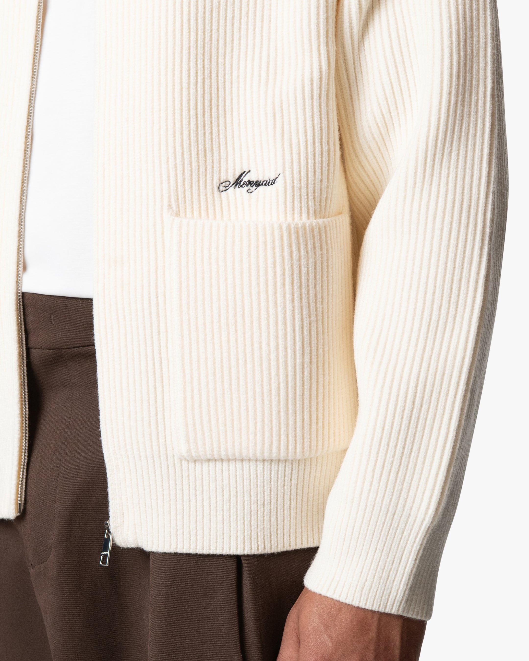 Giacca Heavy Knitted Zip-Up Cardigan | Ecru