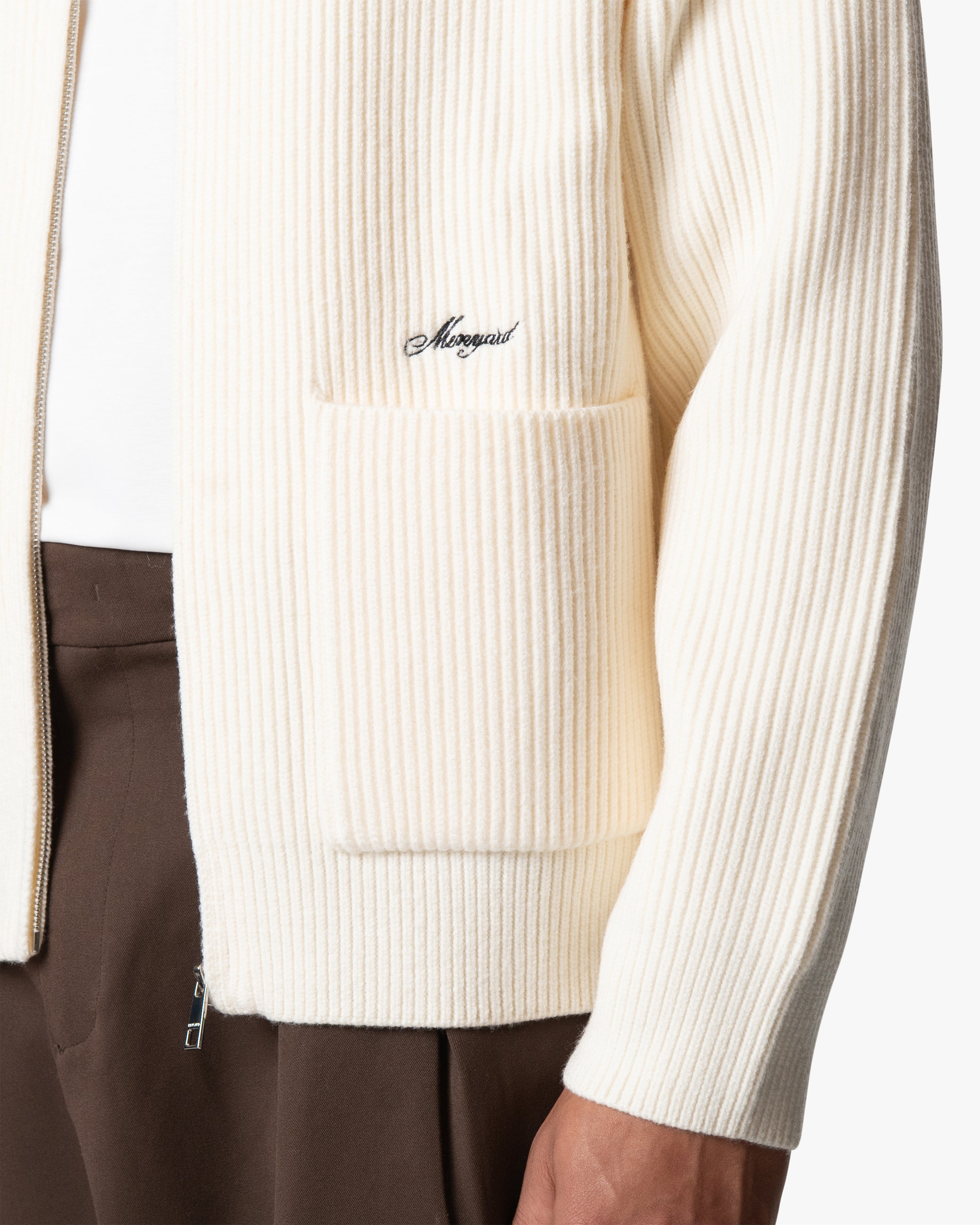 Giacca Heavy Knitted Zip-Up Cardigan | Ecru