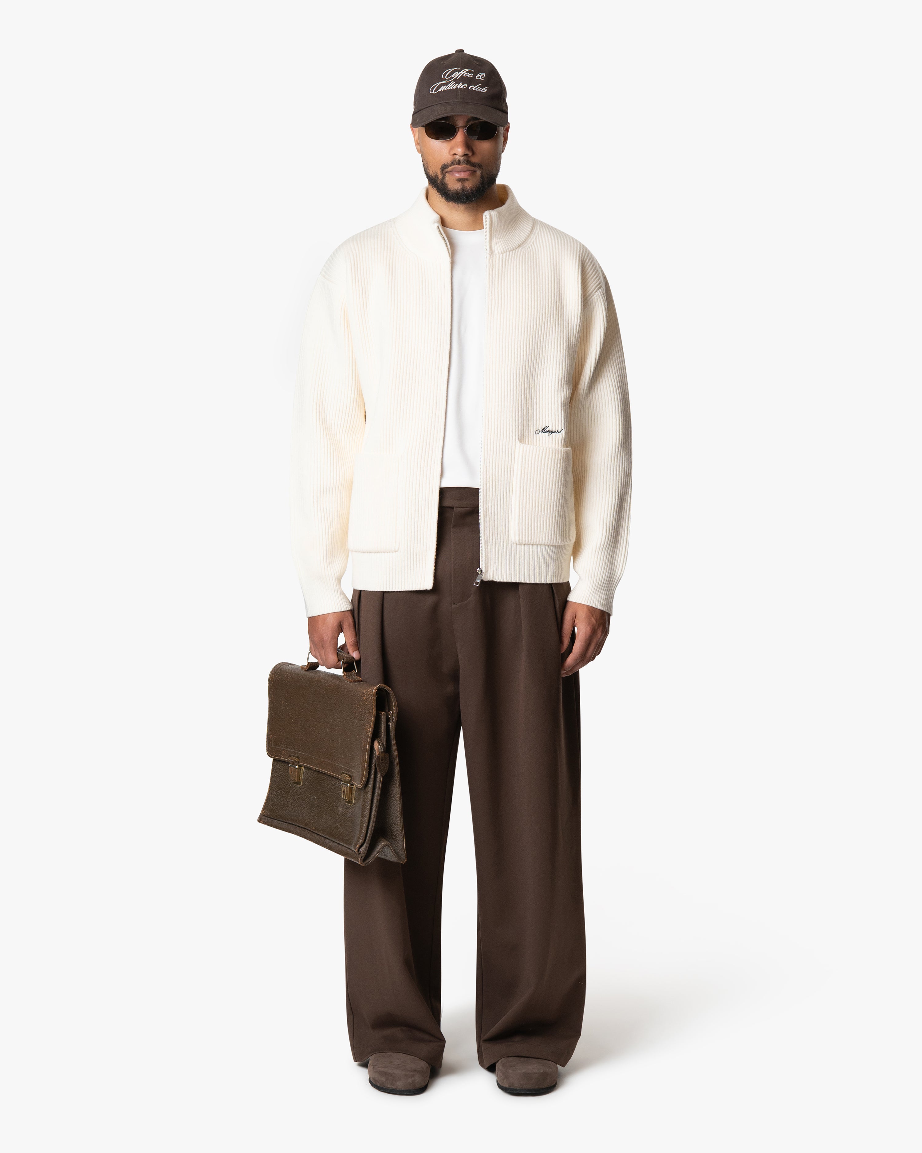 Giacca Heavy Knitted Zip-Up Cardigan | Ecru