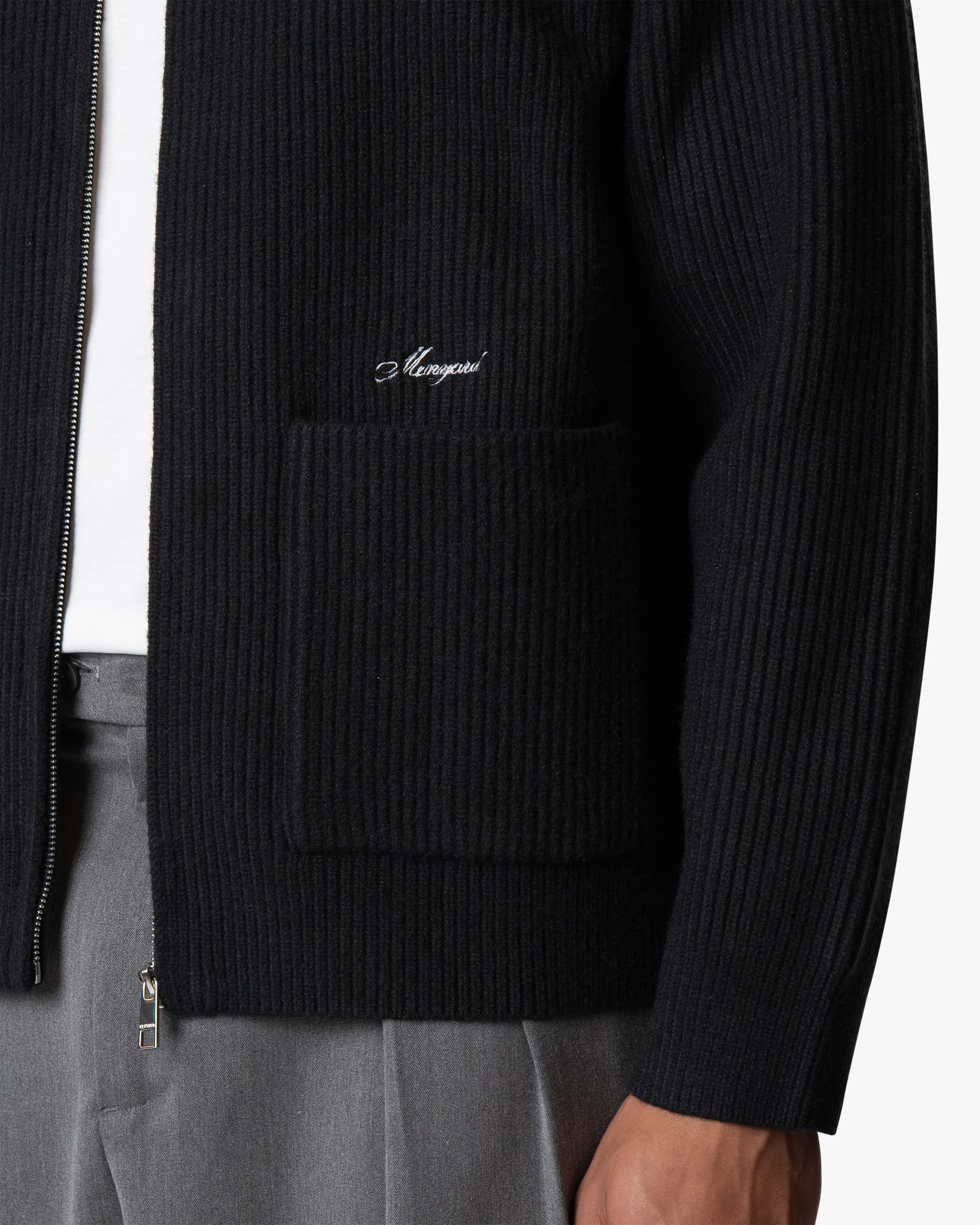 Giacca Heavy Knitted Zip-Up Cardigan | Black