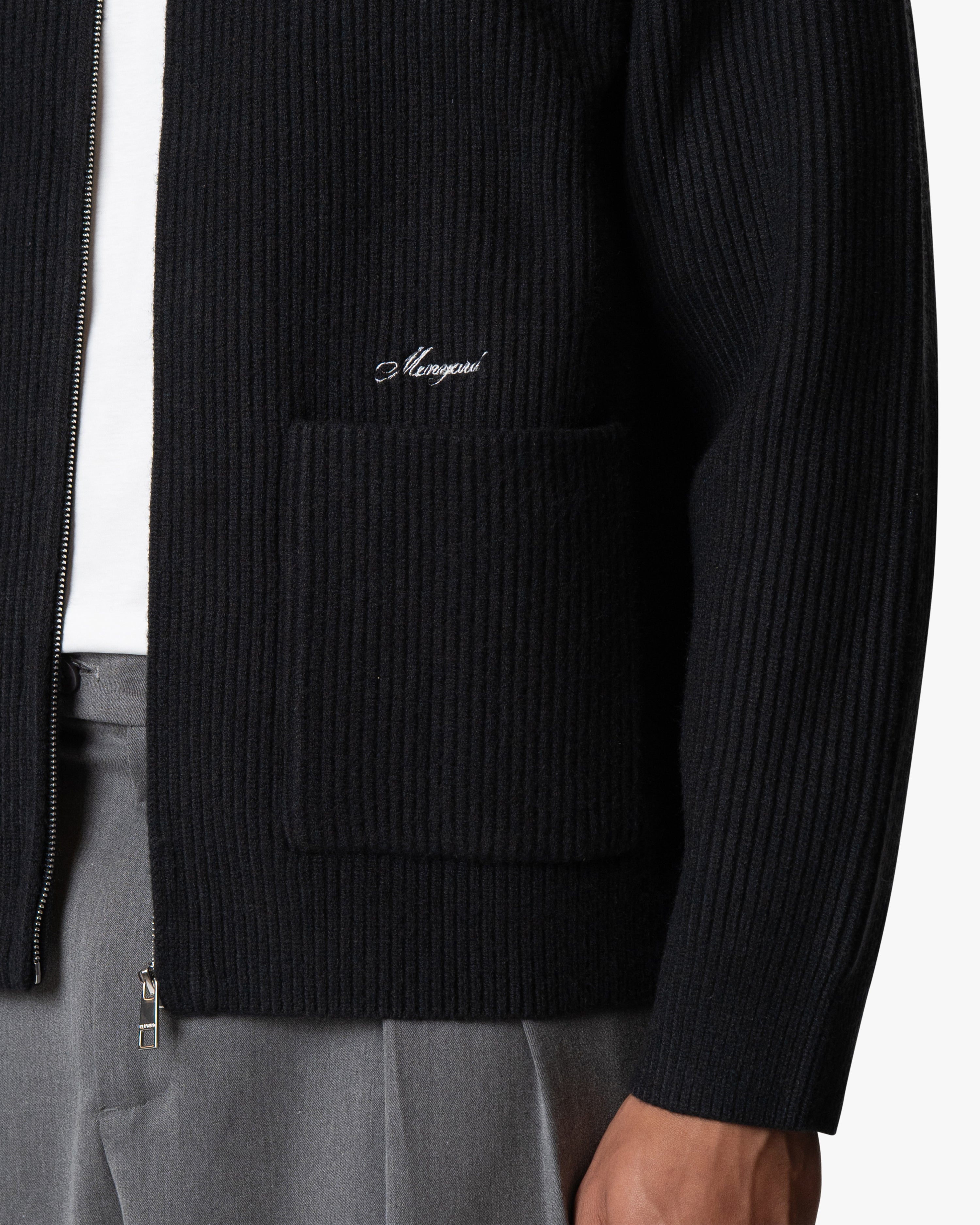 Giacca Heavy Knitted Zip-Up Cardigan | Black
