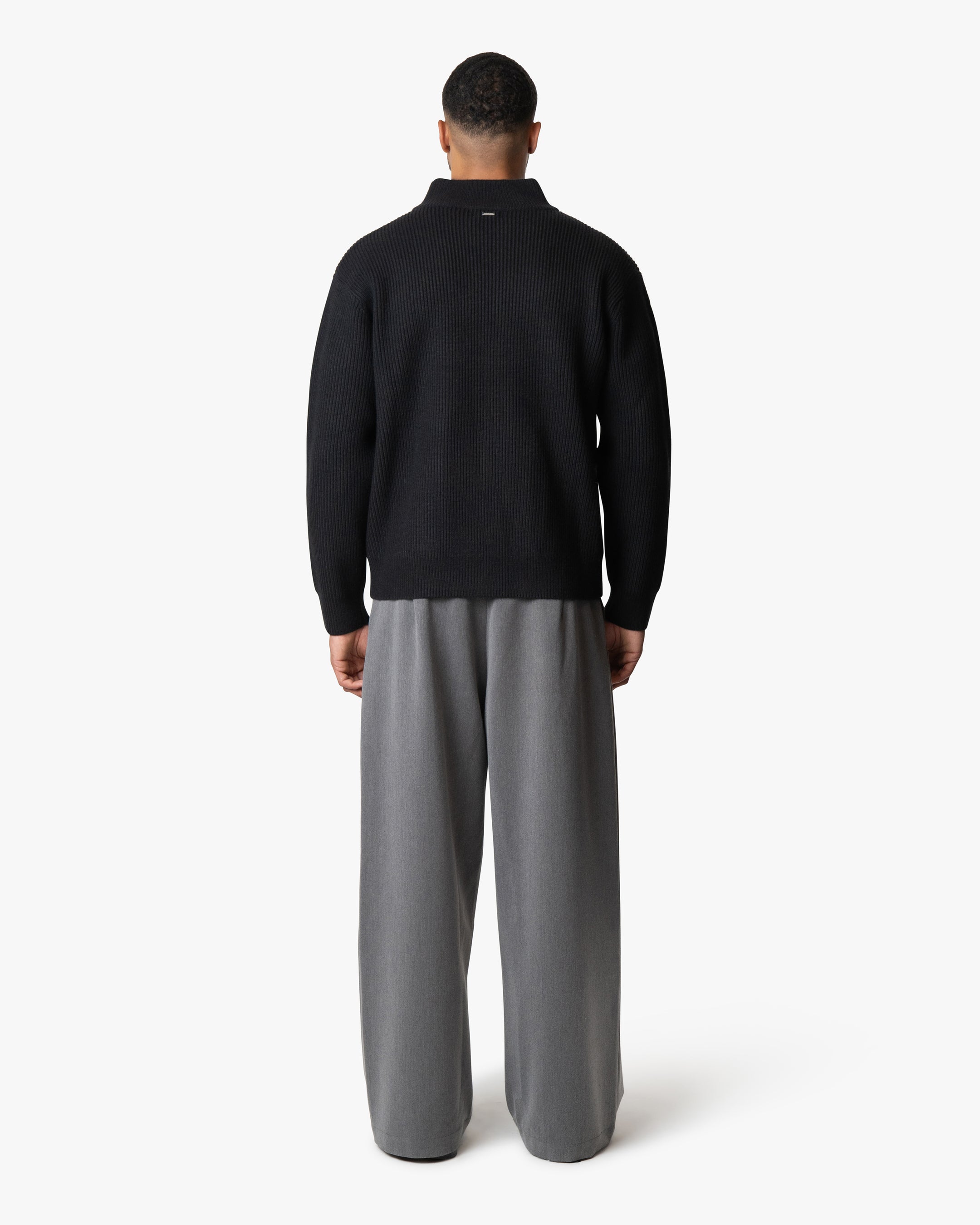 Giacca Heavy Knitted Zip-Up Cardigan | Black