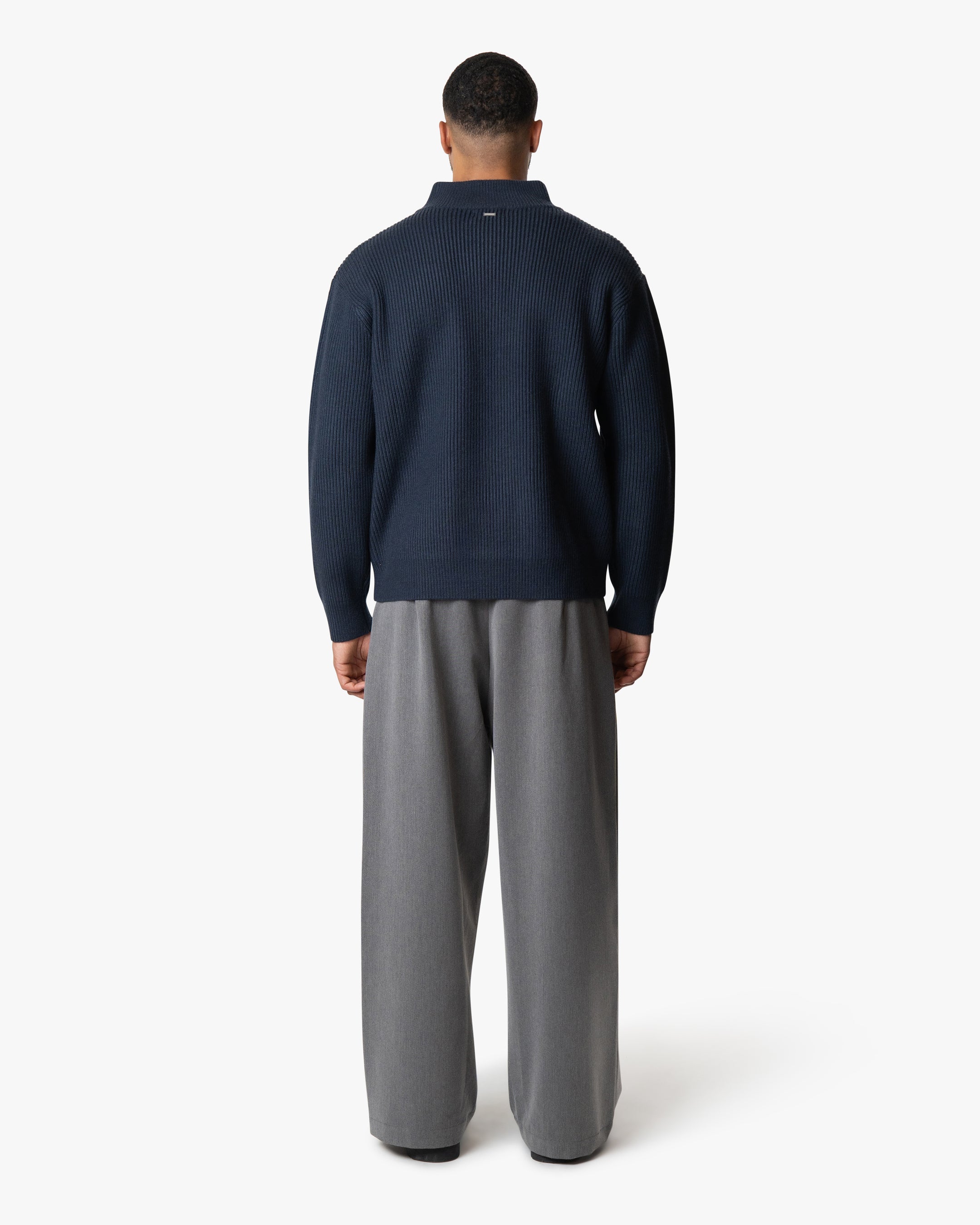 Giacca Heavy Knitted Zip-Up Cardigan | Navy