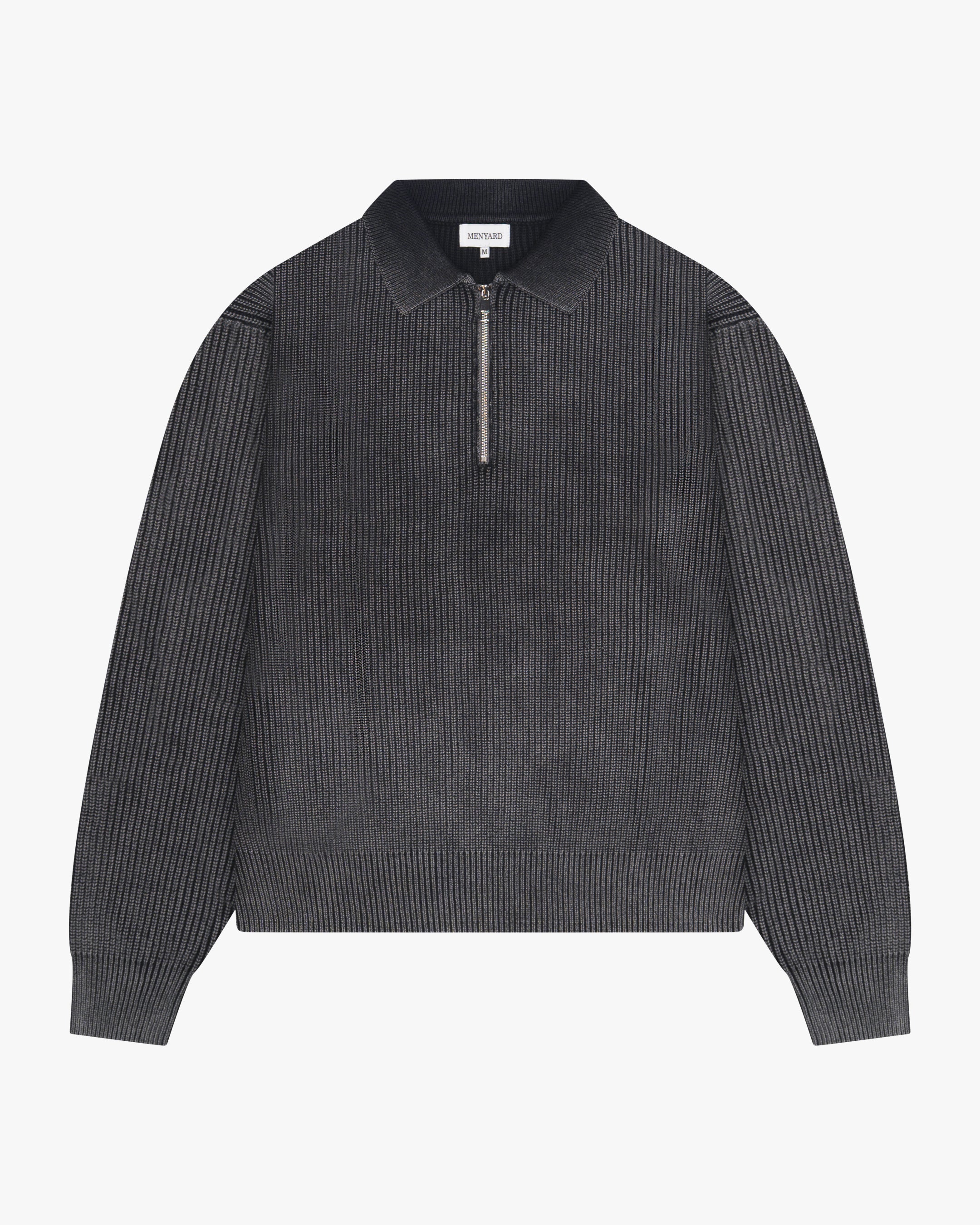 Orazio Cotton Half-Zip Polo Sweater | Acid Black