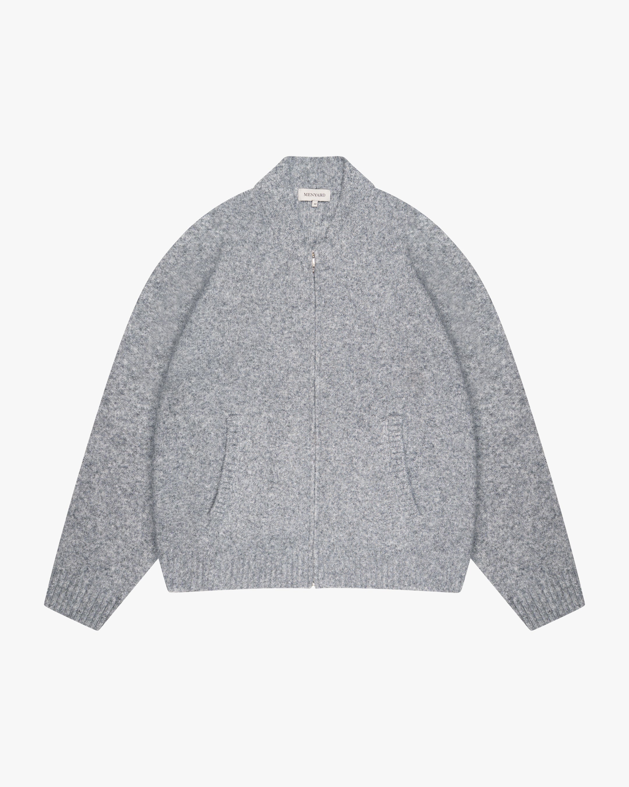 Signore Brushed Zip-Up Cardigan | Grey Melee