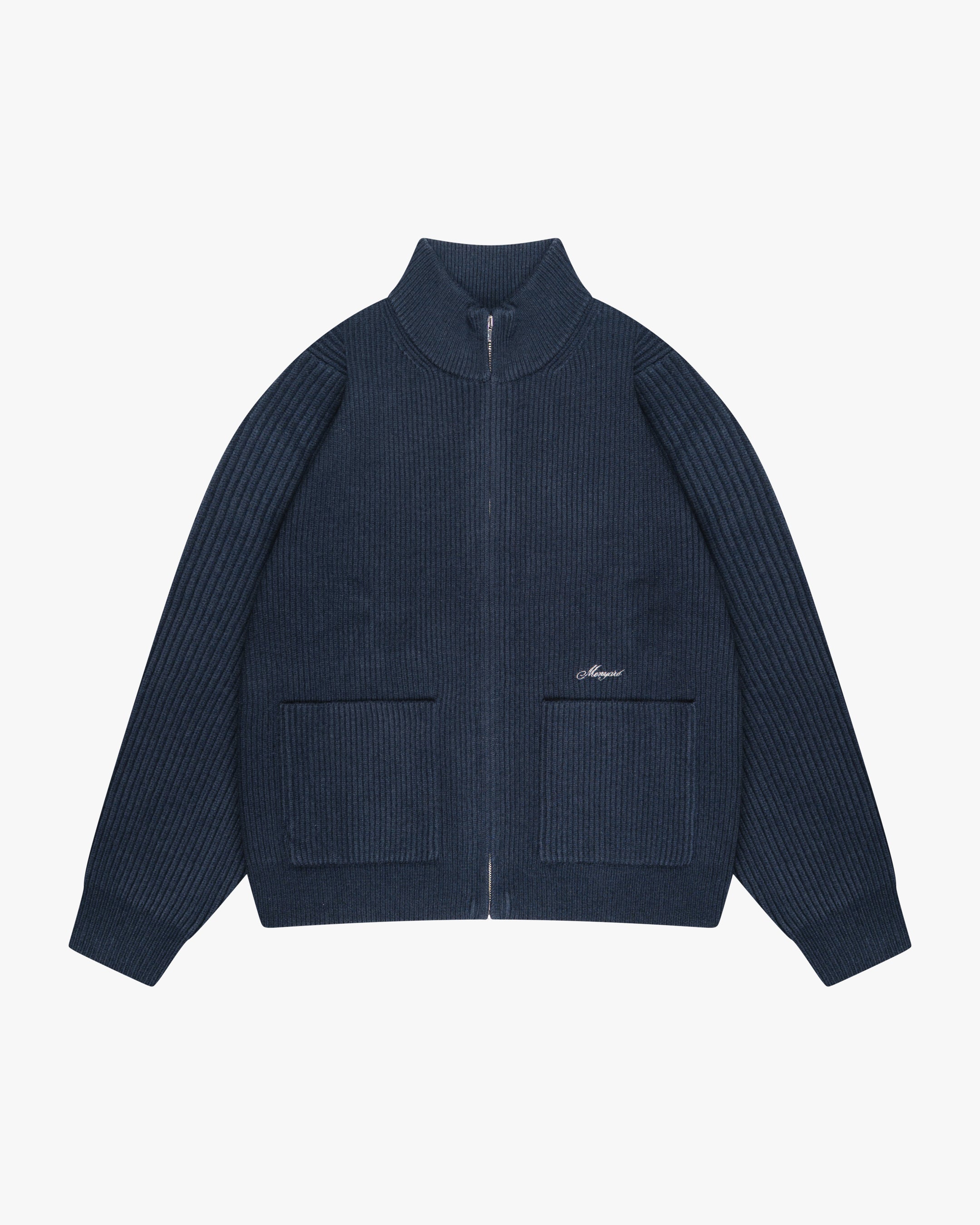 Giacca Heavy Knitted Zip-Up Cardigan | Navy