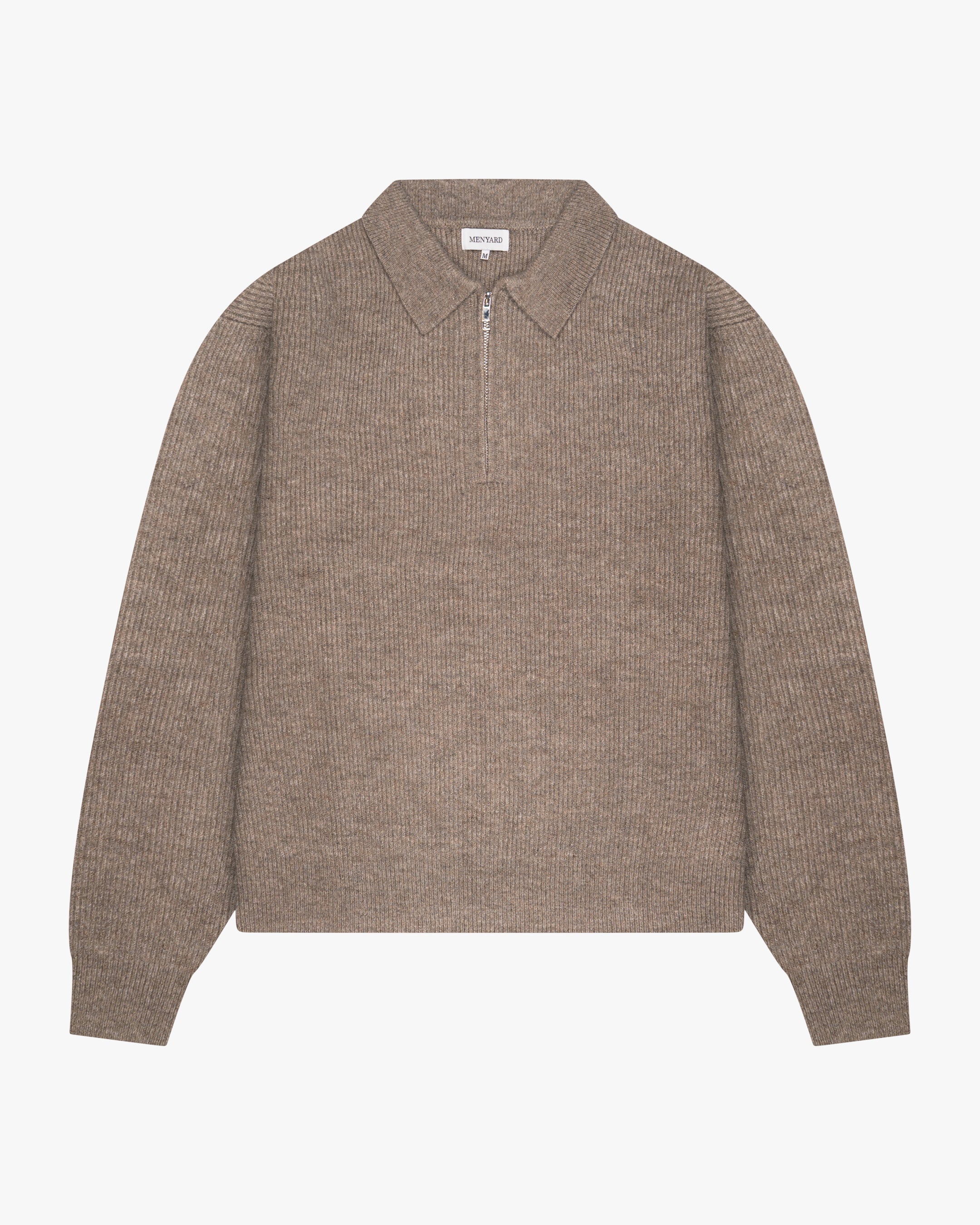 Levante Knitted Half-Zip Polo Sweater | Light Brown