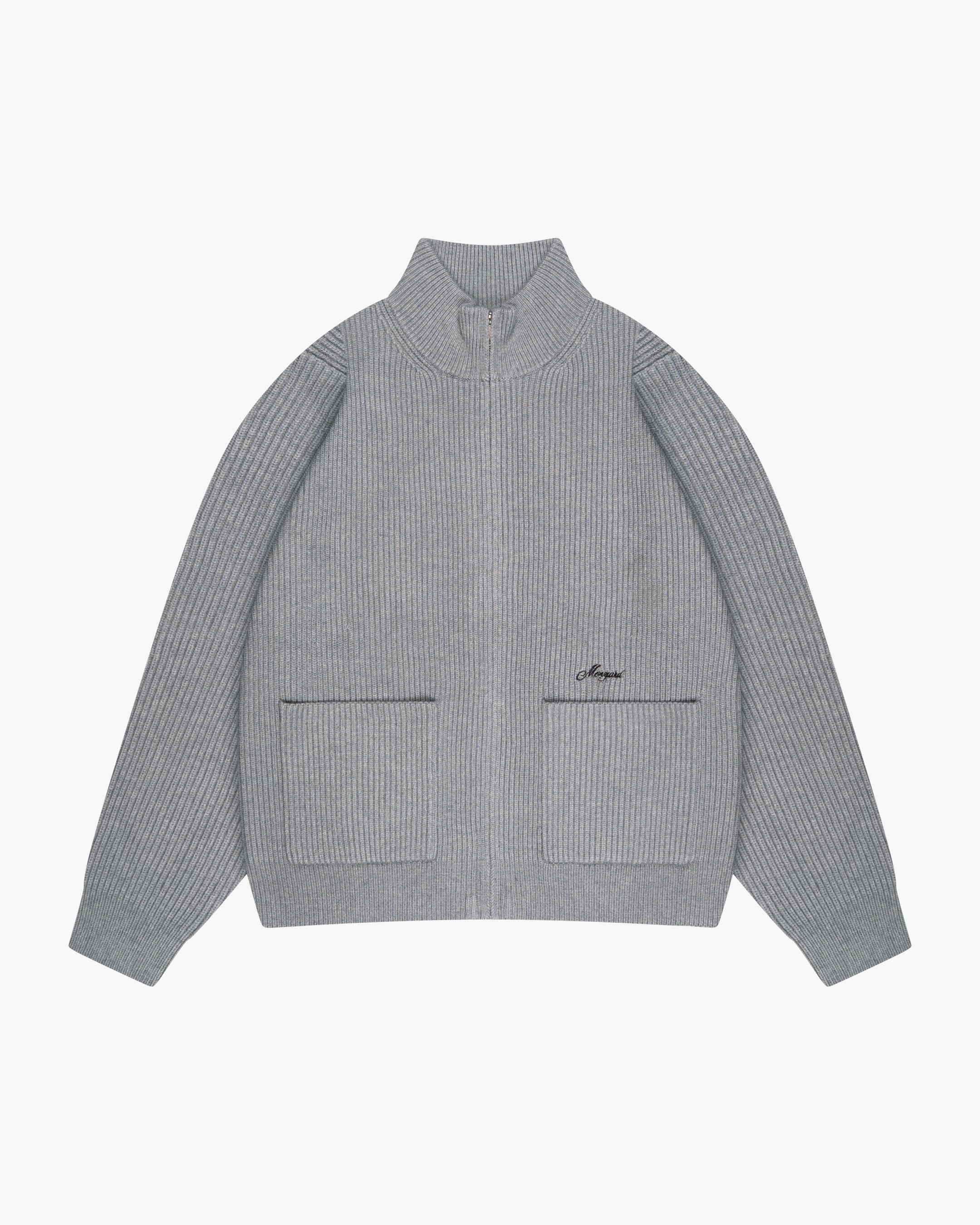 Giacca Heavy Knitted Zip-Up Cardigan | Grey Melee