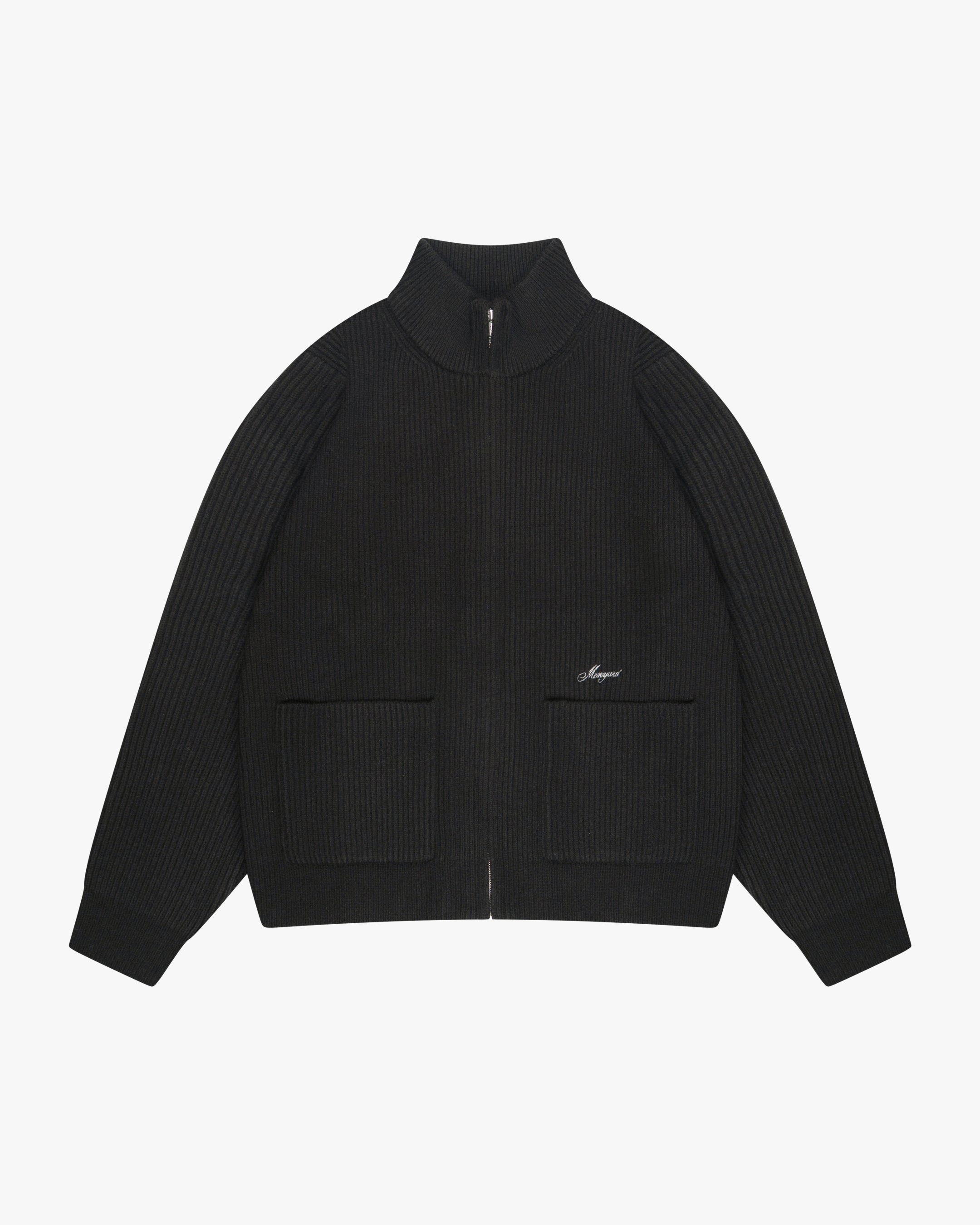 Giacca Heavy Knitted Zip-Up Cardigan | Black