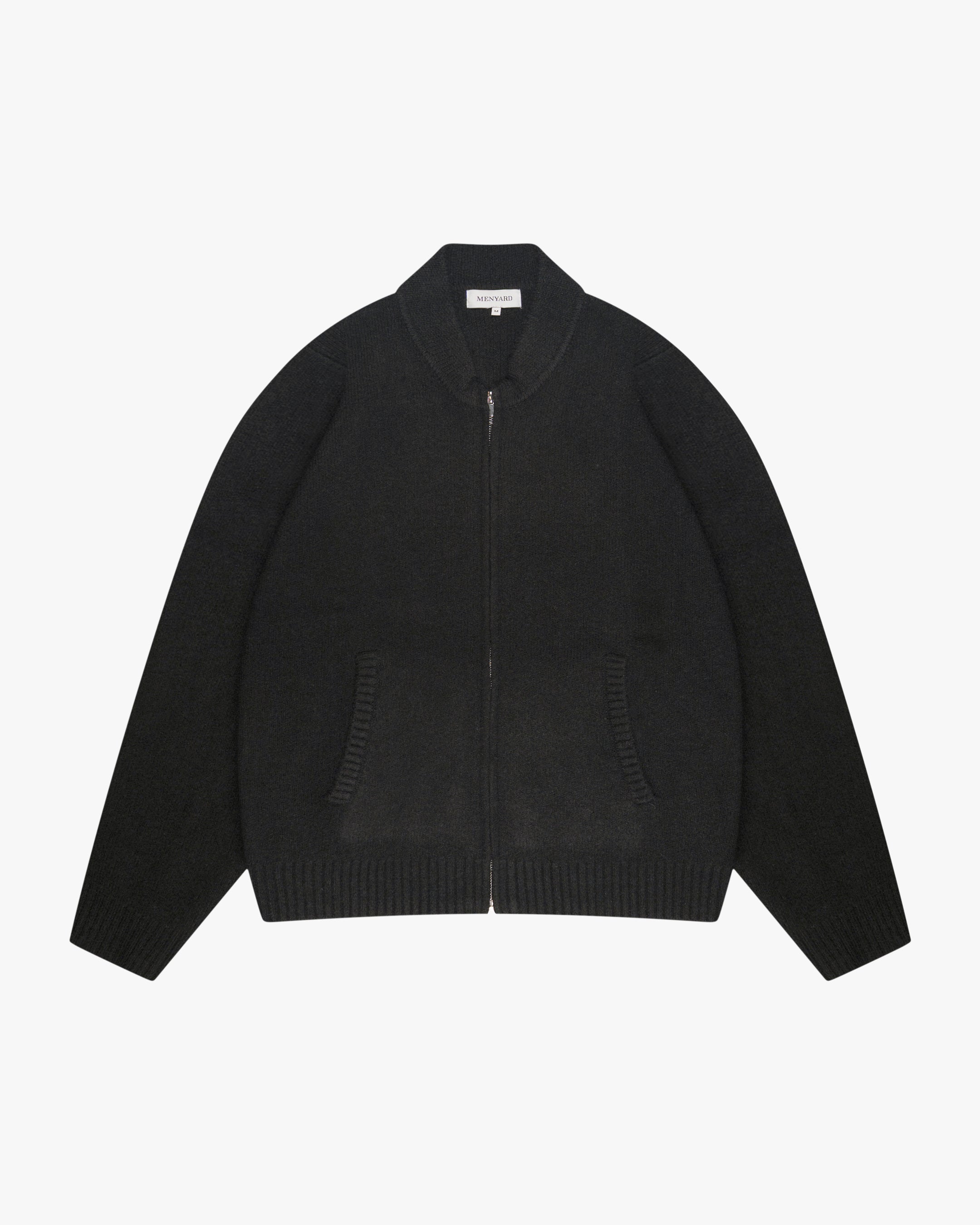 Signore Brushed Zip-Up Cardigan | Black