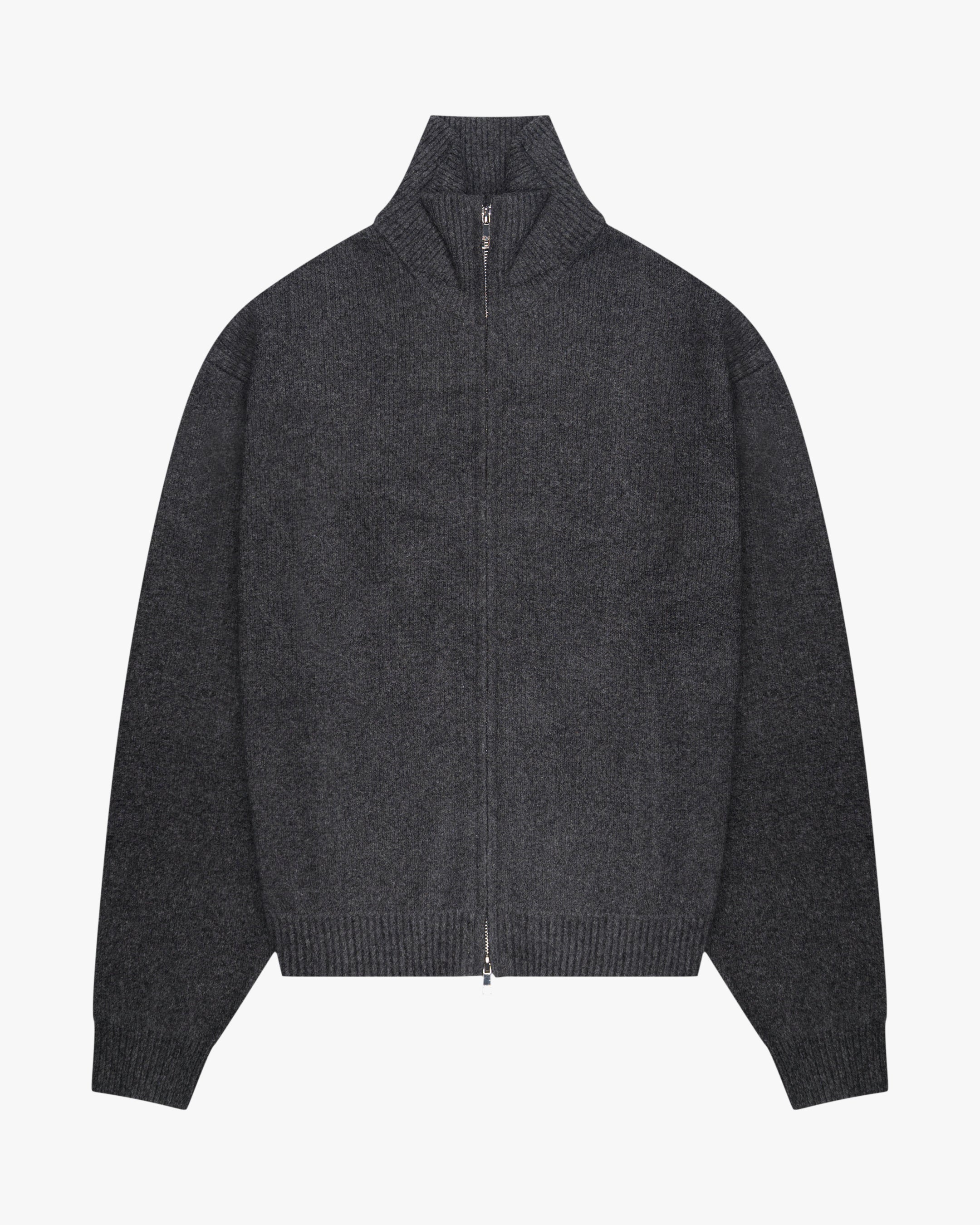 Ventura Cotton Zip-Up Cardigan | Dark Grey