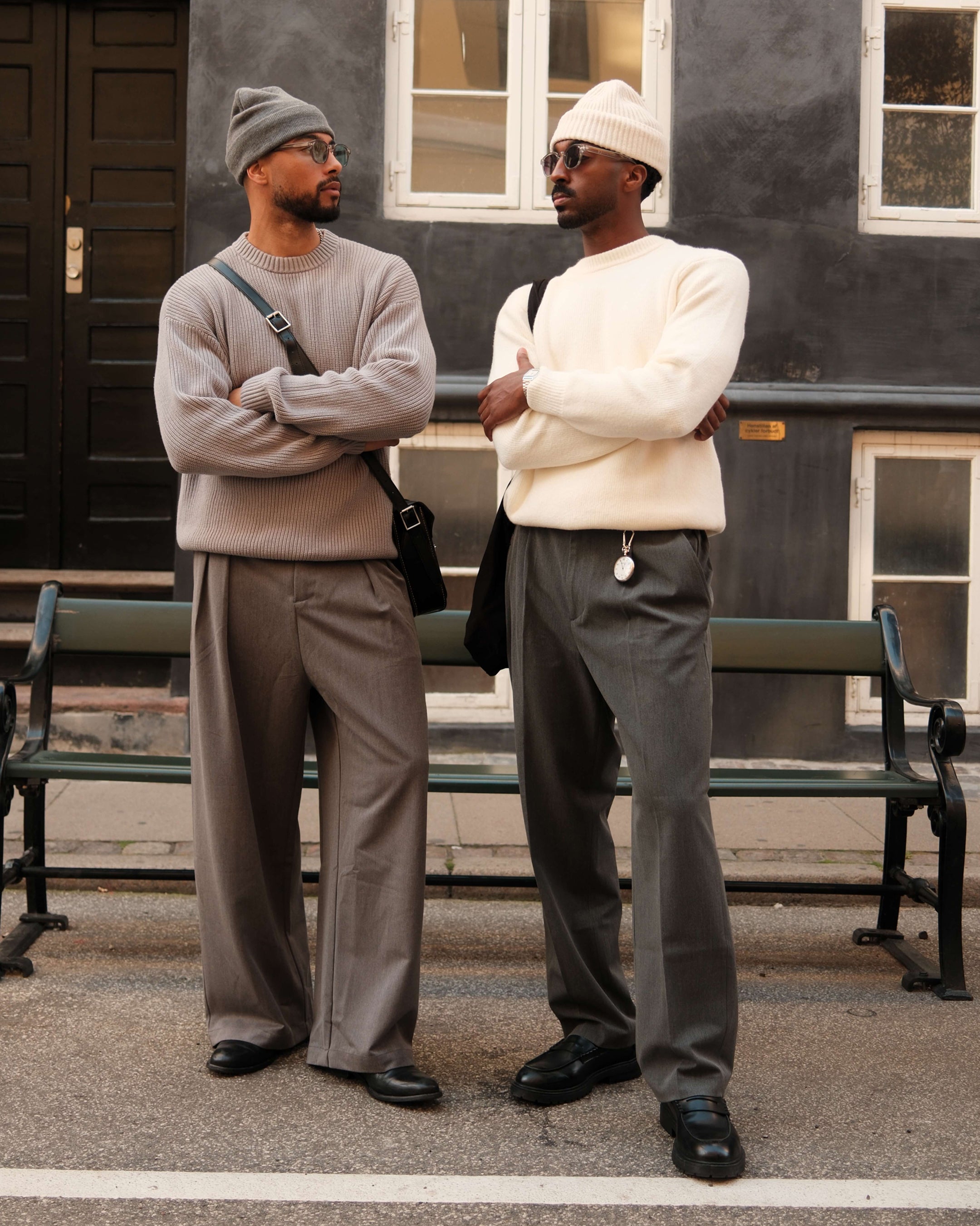 Naval Knitted Cotton Sweater | Grey Melee