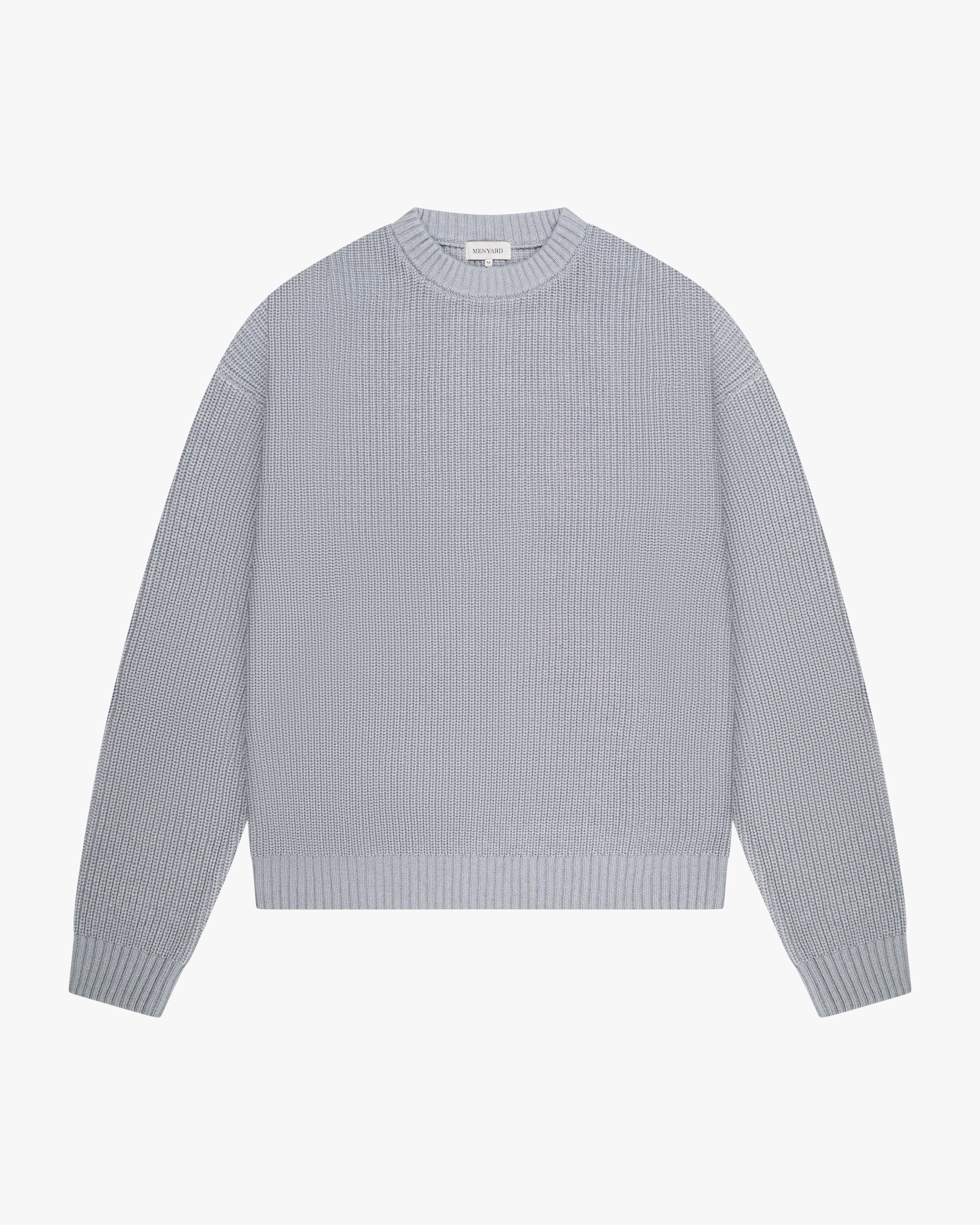 Naval Knitted Cotton Sweater | Grey Melee