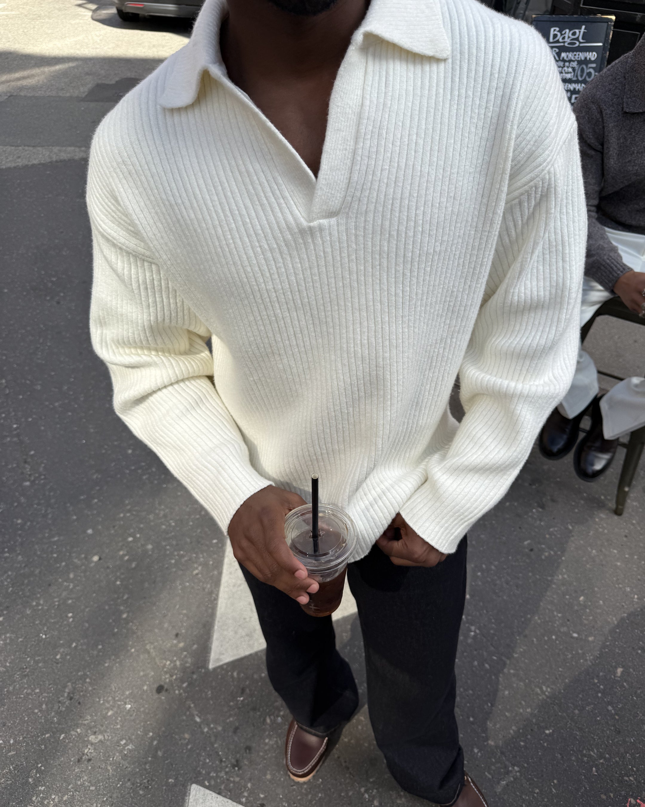 Ravello Oversized Cotton V-Neck Sweater | Ecru