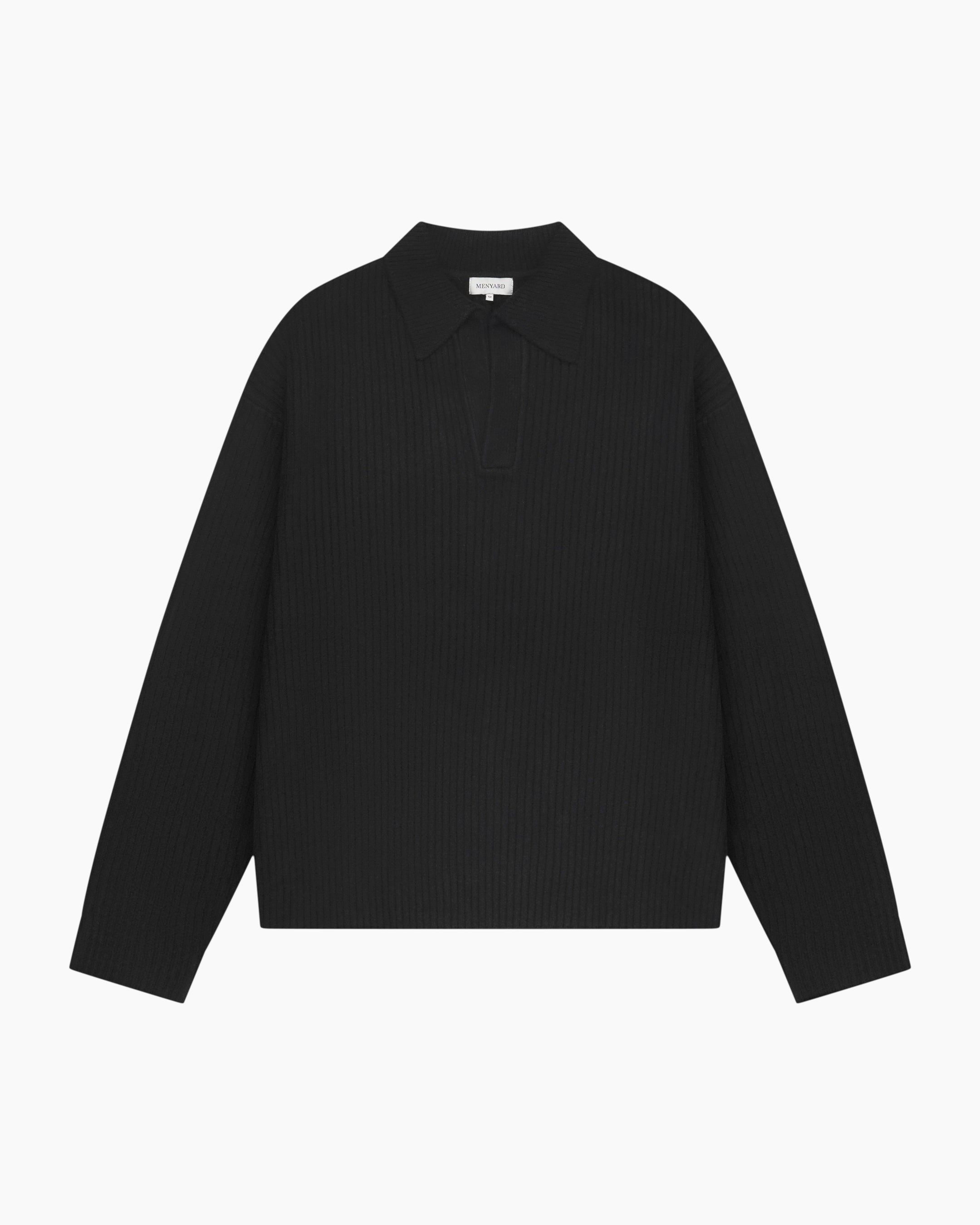 Ravello Oversized Cotton V-Neck Sweater | Black