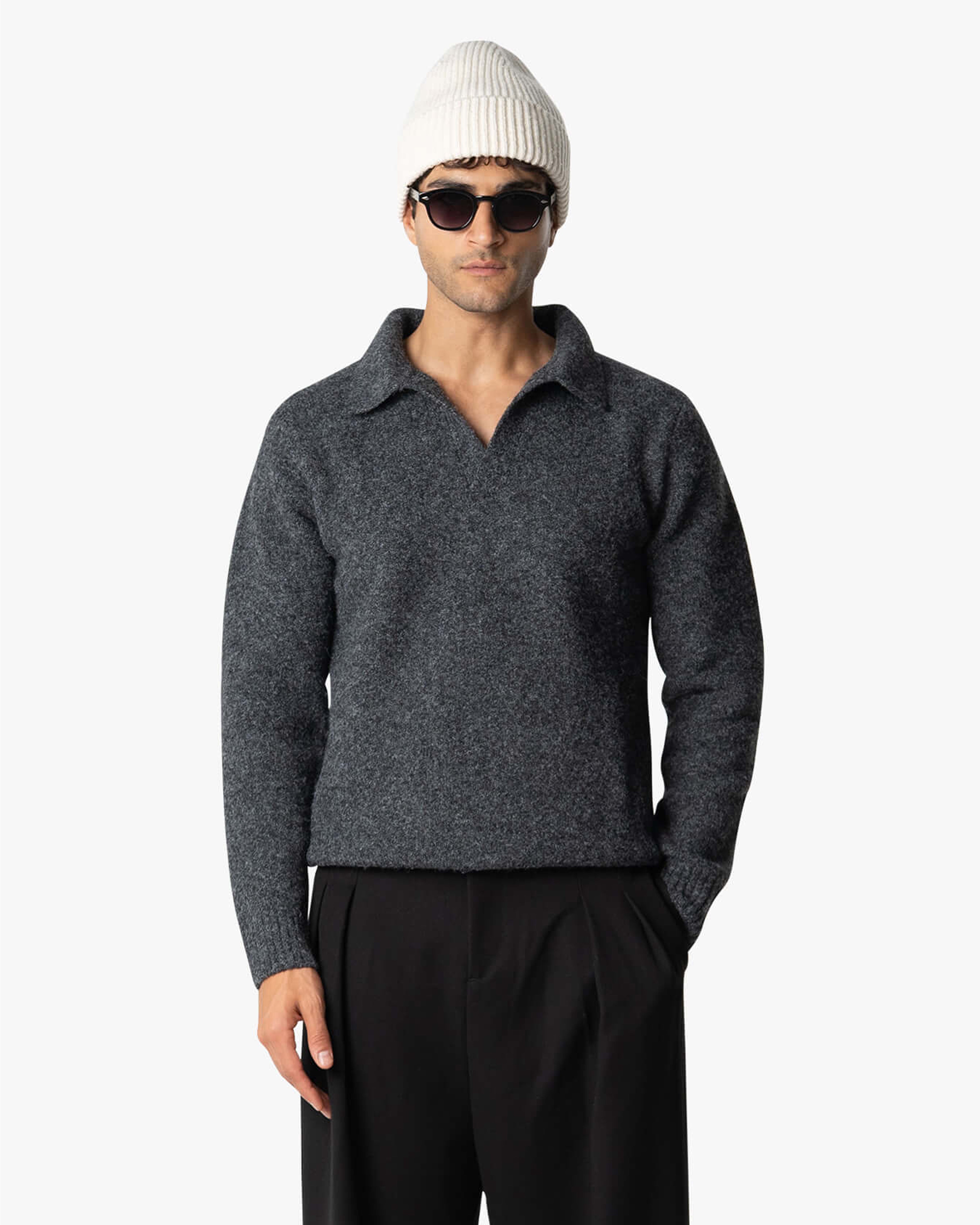 Regatta Regular Brushed Polo Sweater | Black Melee