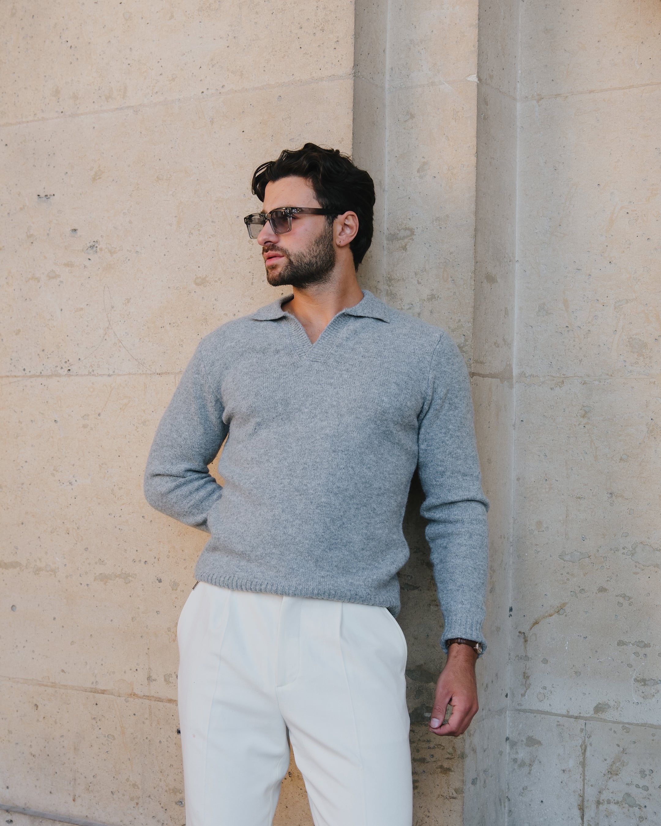 Regatta Regular Brushed Polo Sweater | Grey Melee