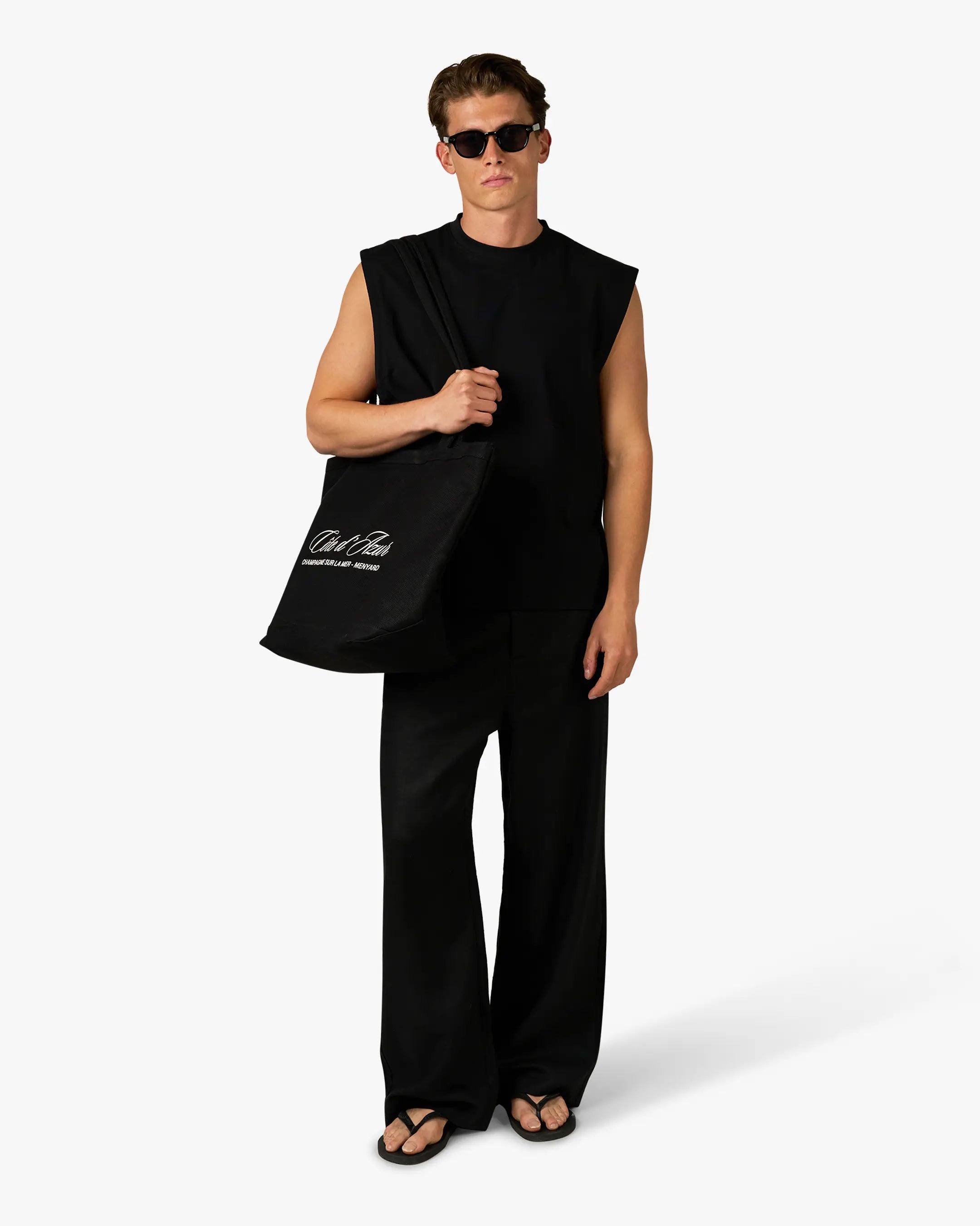 Blank Boxy Tank Top | Black