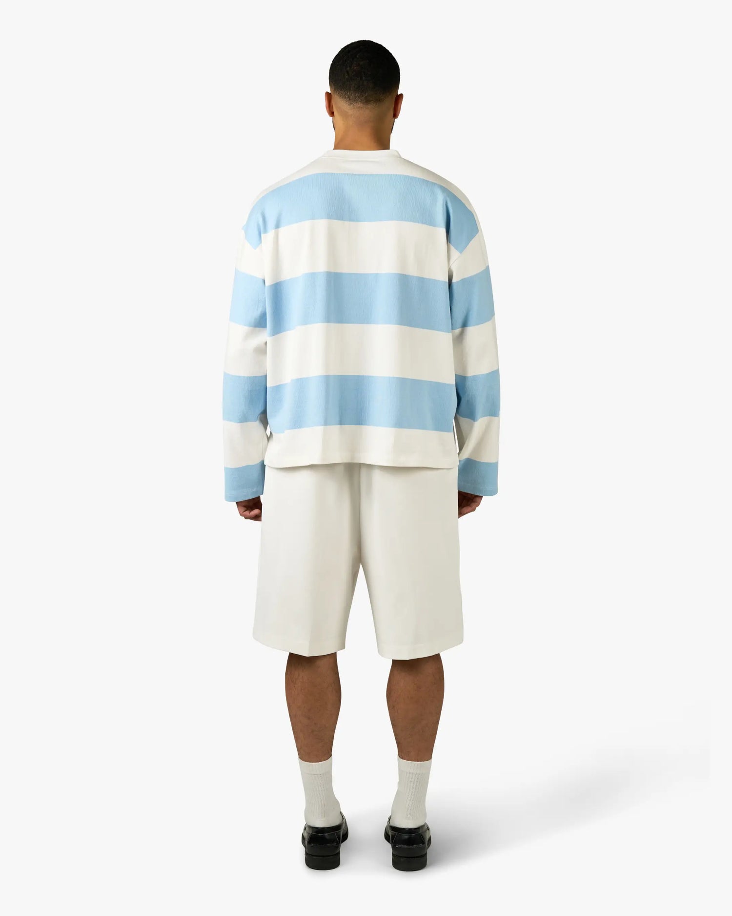 Striped Boxy Longsleeve | White/Light Blue